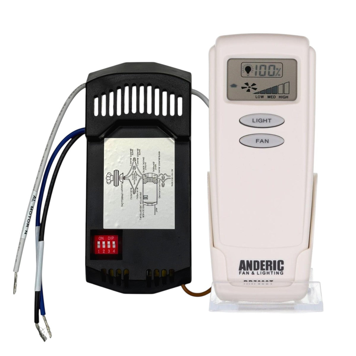 Anderic RR7099T (FAN28R-T) UC7067FCRX-KIT Universal Ceiling Fan Remote Control Add-on Kit for 3 Speed Ceiling Fans