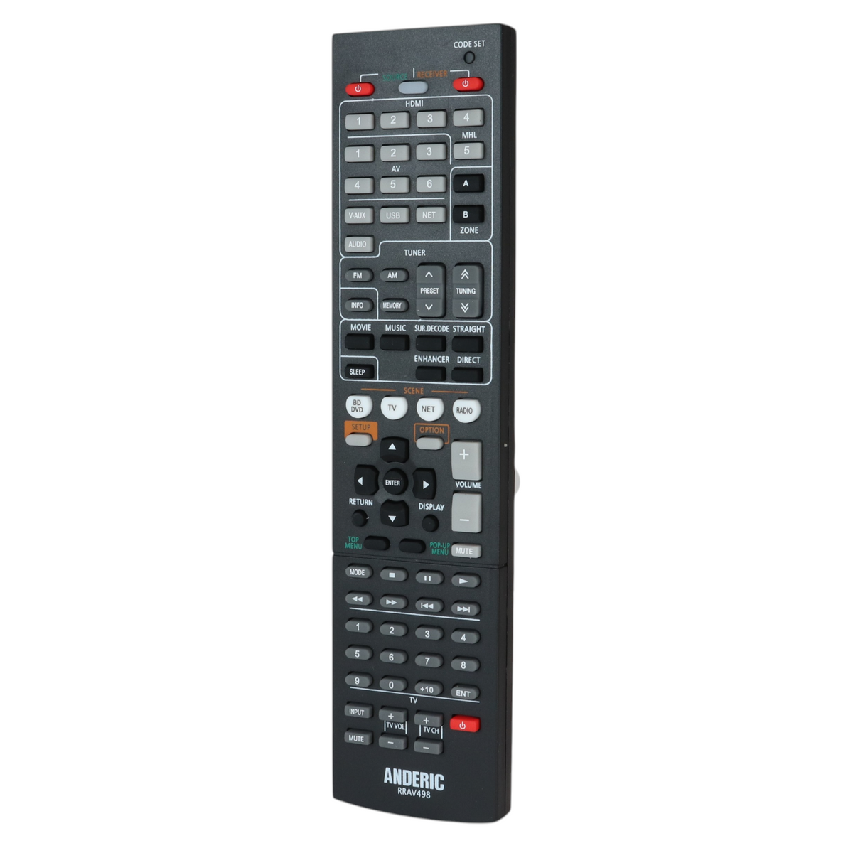 Télécommande de remplacement Anderic RRAV498 pour Yamaha RAV498 et autres