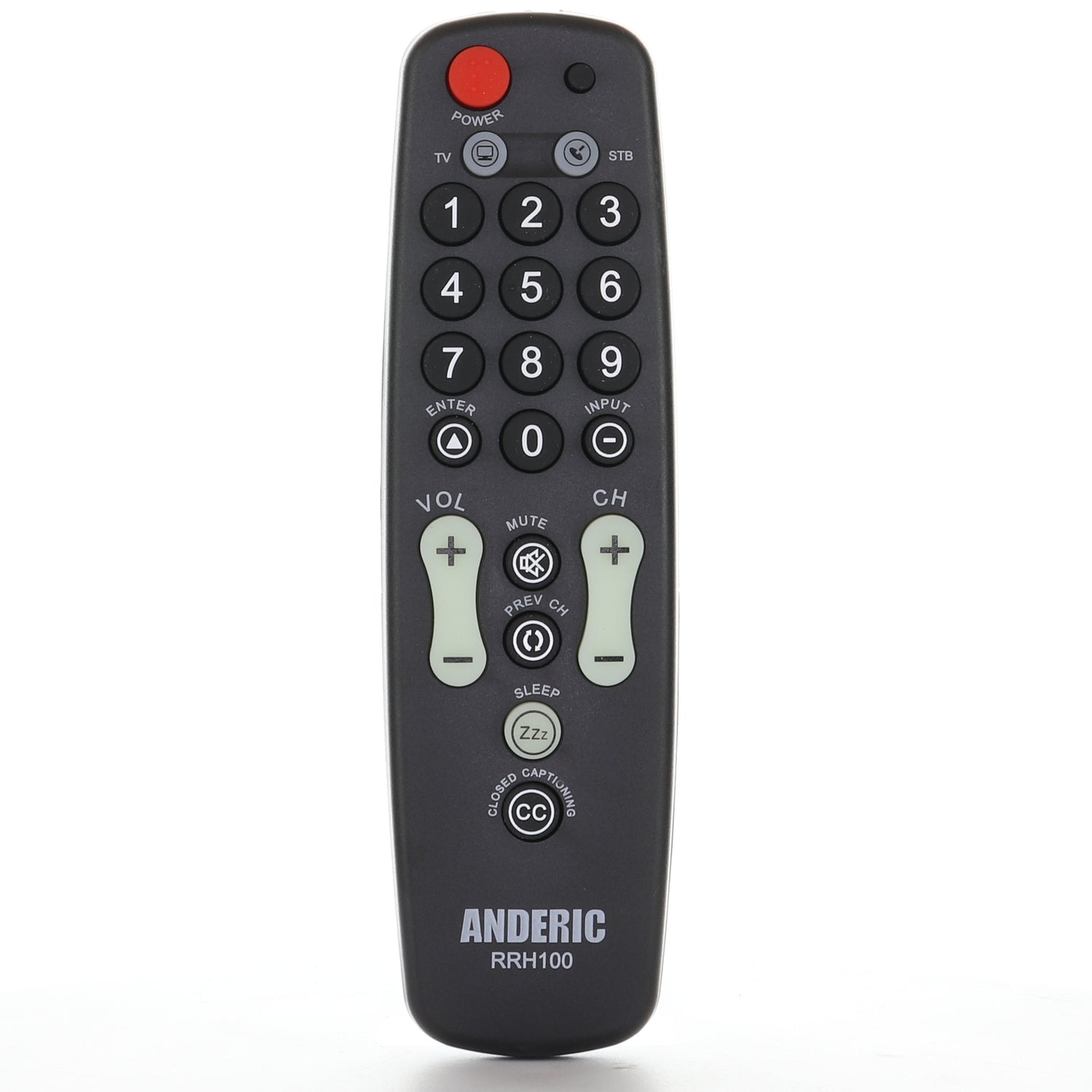 Control remoto universal Anderic RRH100 para televisores y decodificadores de cable de hostelería