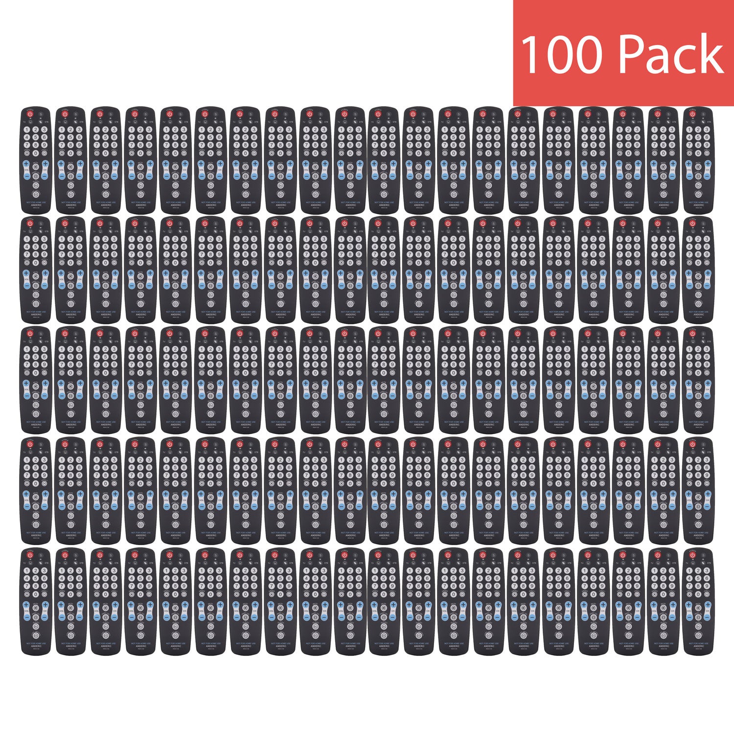 Anderic RRHC100 2-Device Universal Remote Control for Hospitality TV Cable Satellite STB with EzWipe Surface and Learning