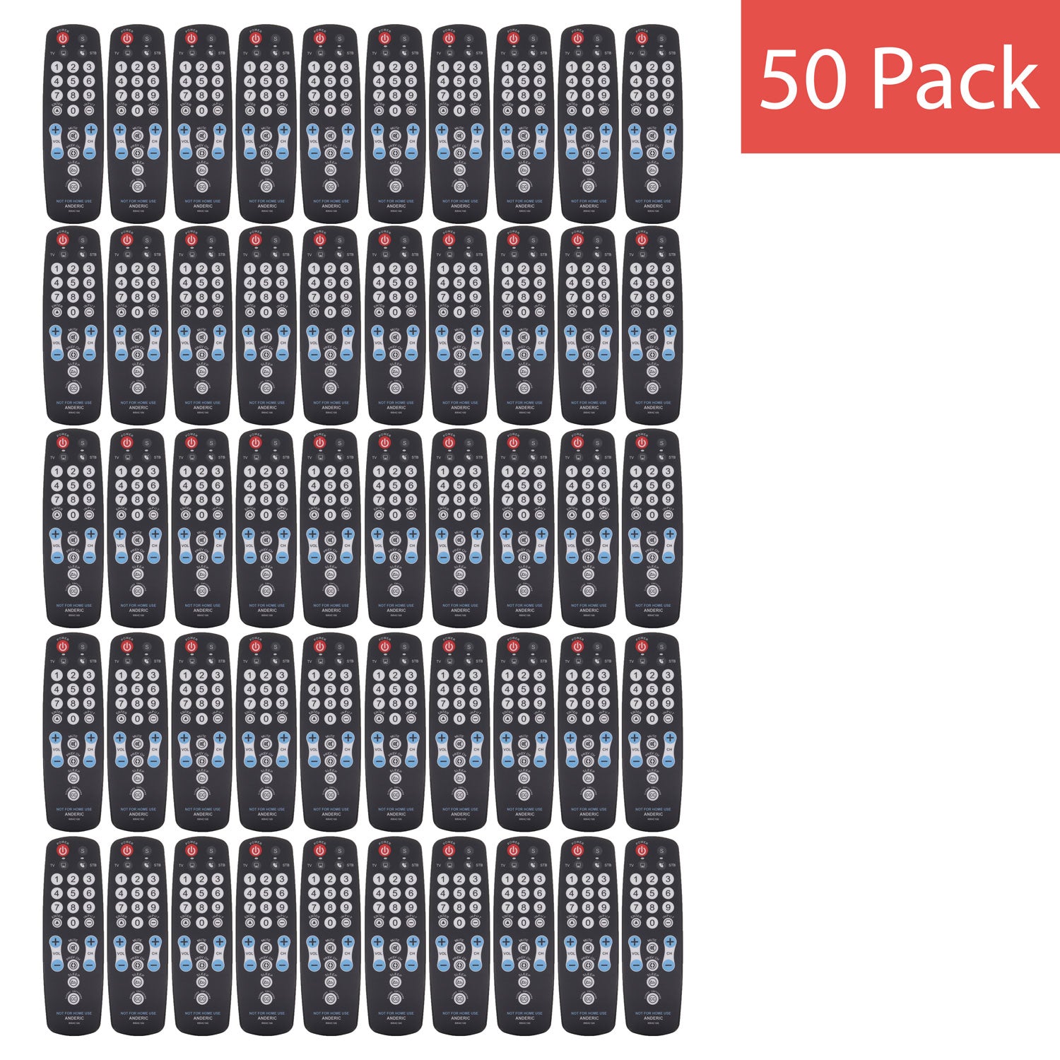 Anderic RRHC100 2-Device Universal Remote Control for Hospitality TV Cable Satellite STB with EzWipe Surface and Learning