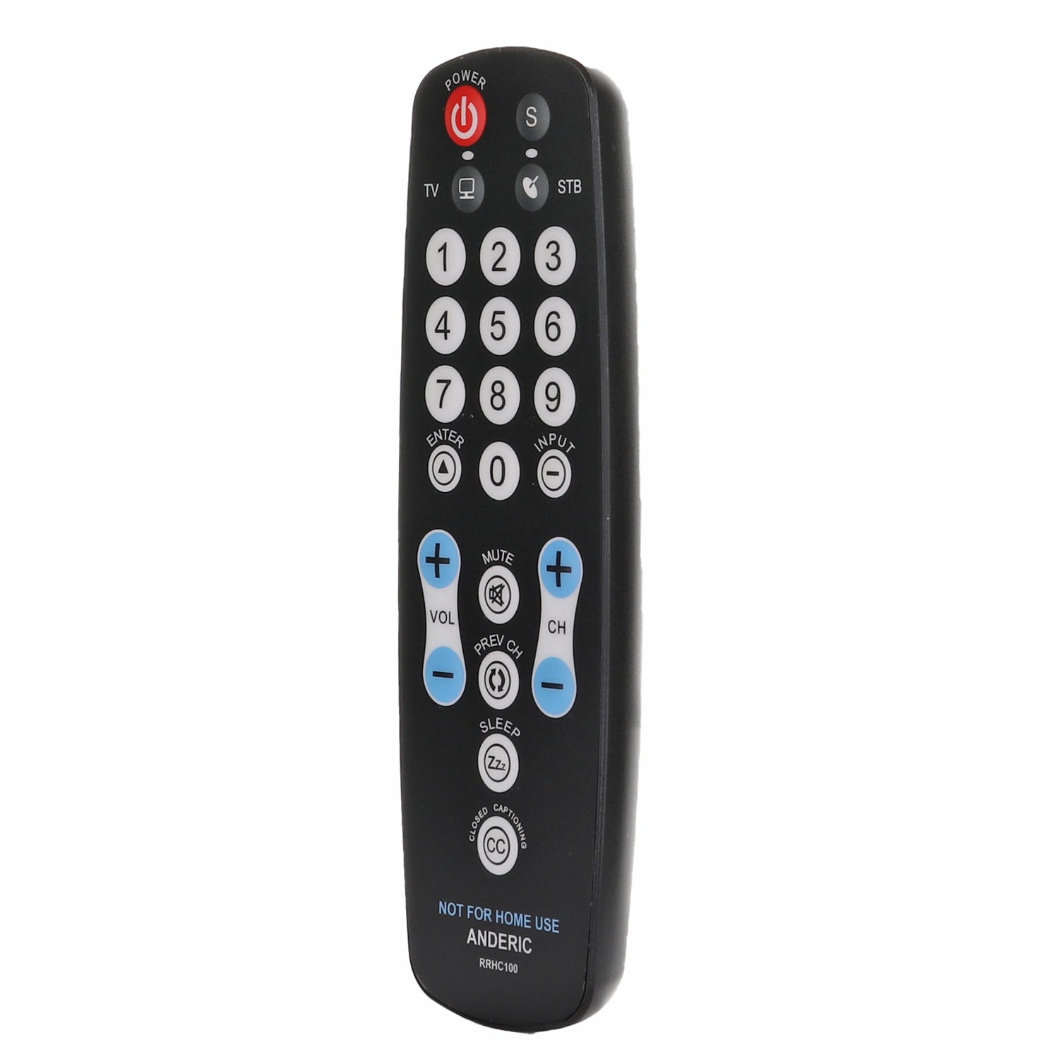 Anderic RRHC100 2-Device Universal Remote Control for Hospitality TV Cable Satellite STB with EzWipe Surface and Learning