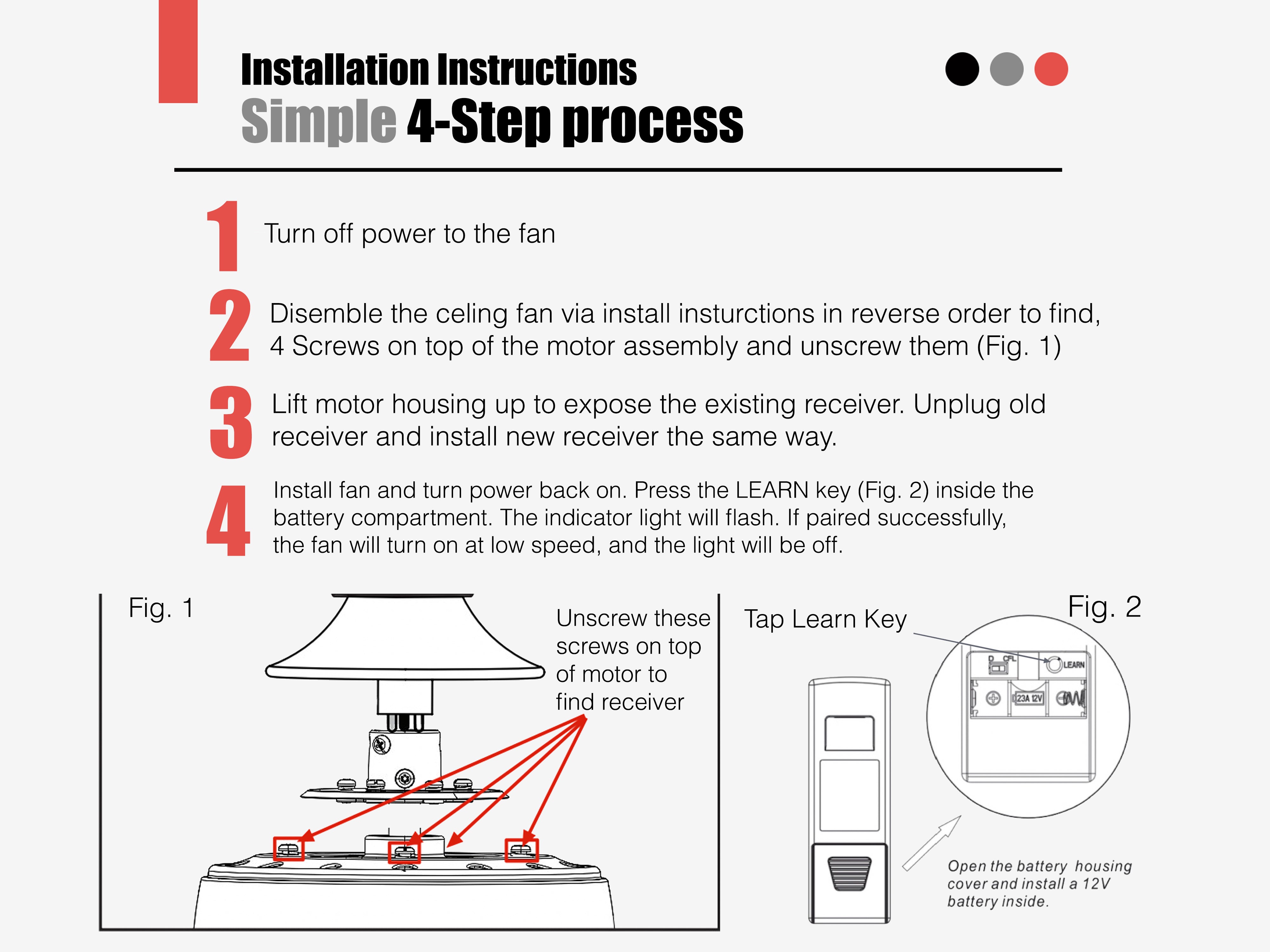 Récepteur pour ventilateur de plafond Harbor Breeze MR173B