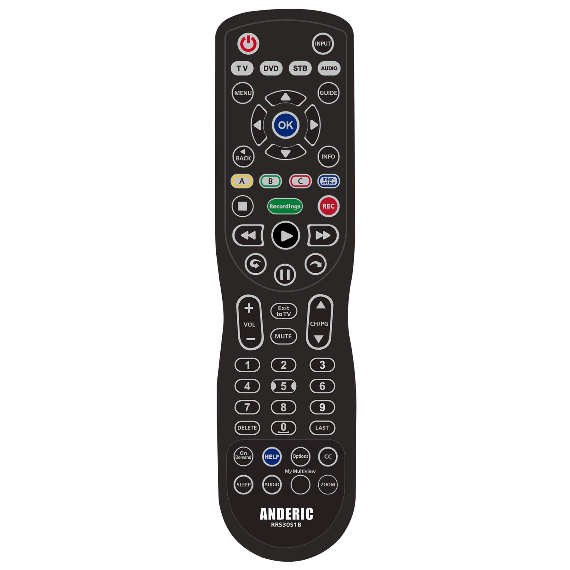 Anderic RRS30S1B 4-device Universal Remote Control for AT&T U-VERSE Cable Set top boxes with Learning | S30-S1A, 5601BC0001R, S30-S1B