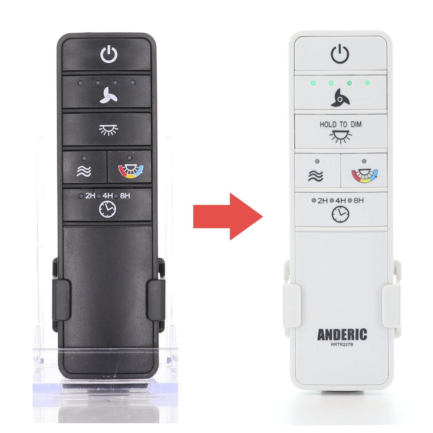 Anderic RRTR227B Ceiling Fan Remote Control for Hampton Bay Hubspace TR227B, 2AQZU-18015 - White