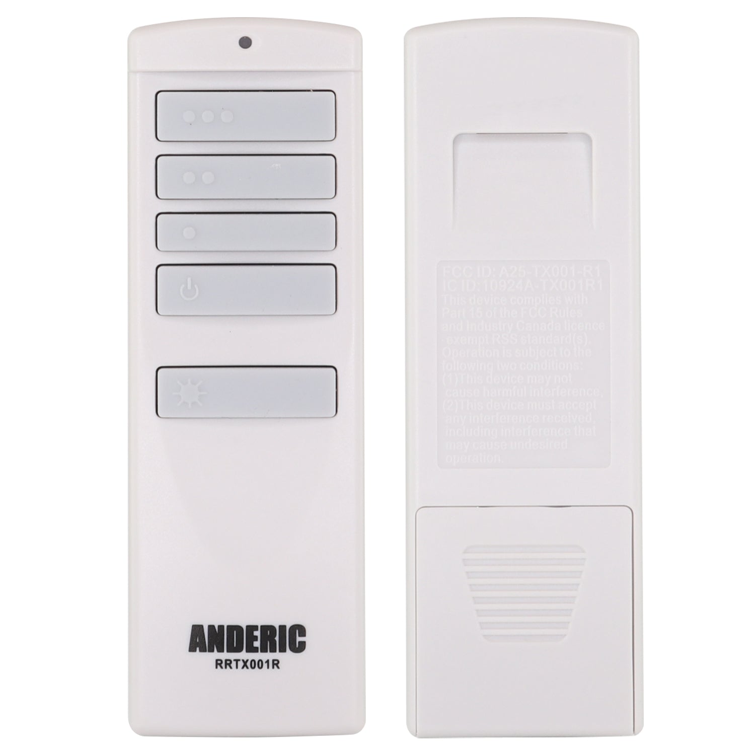 Control remoto Anderic A25-TX001-R1 / A25-TX005-R para ventilador de techo Harbor Breeze - RRTX001R