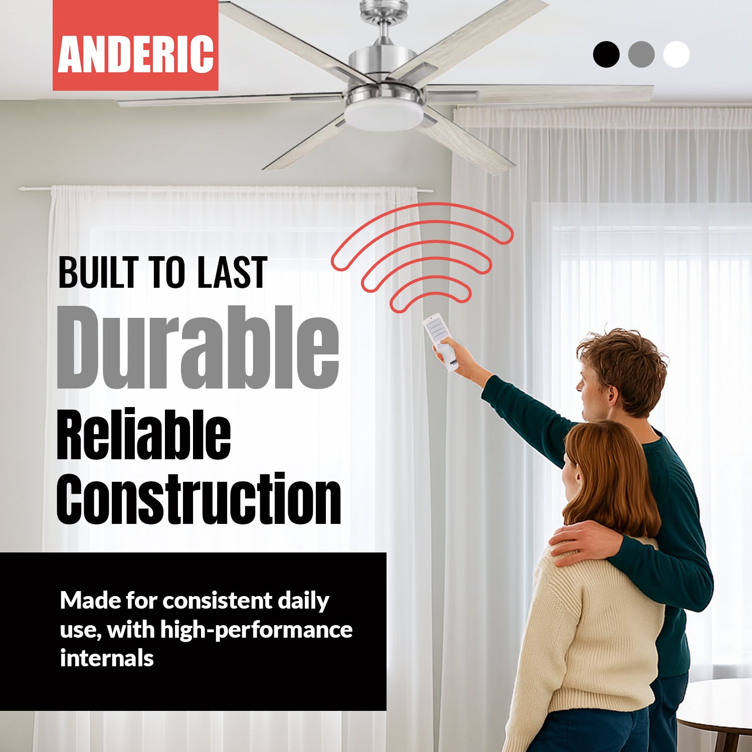 Control remoto Anderic A25-TX001-R1 / A25-TX005-R para ventilador de techo Harbor Breeze - RRTX001R