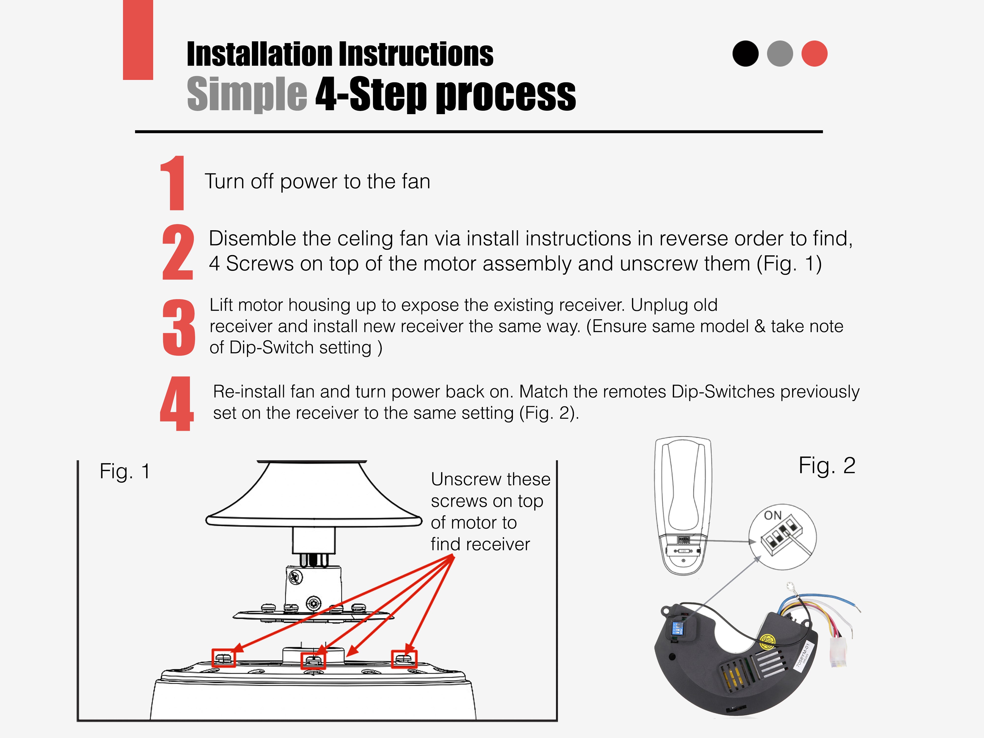 Anderic UC7058RY/7058YM-01 para receptor de ventilador de techo Windward II - UC7058RY