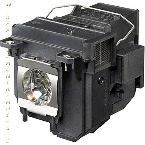 The Generic V13H010L71 for Epson Projector Lamp Assembly includes a Genuine Original Osram Bulb in a black housing with reflective interior, mounting clips, and is ideal for the Epson projector setup like the Brightlink 475Wi model.