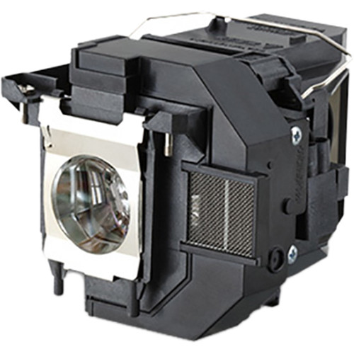 A close-up of the Generic V13H010L95 for Epson Projector Lamp Assembly reveals a black rectangular frame with vents, connectors, and a visible bulb, perfect for those needing a genuine fit.