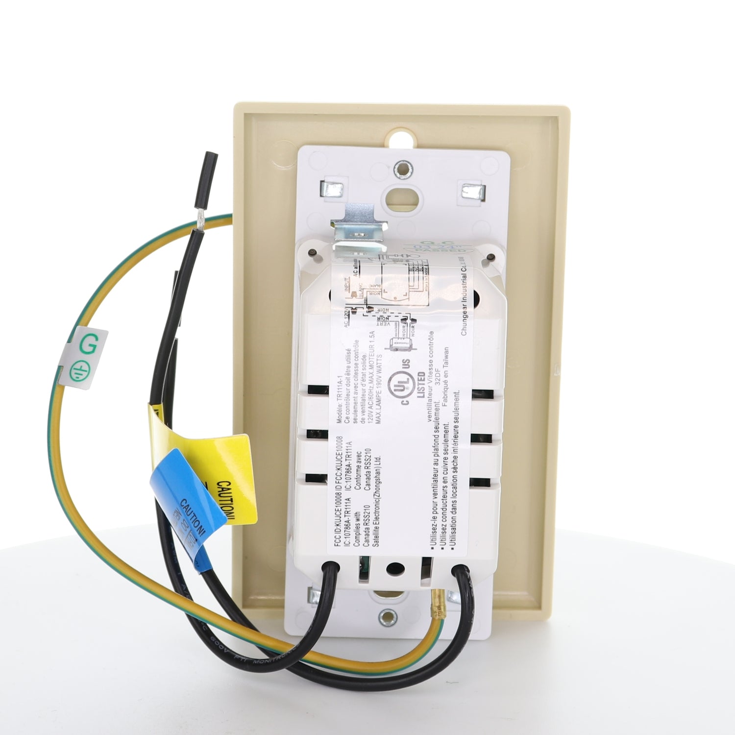 Minka-Aire 3-Speed 256 Bit Wall Mount Wired Ceiling Fan Remote Control with Reverse Key - White/black/brown plates - WCS212, KUJCE10007