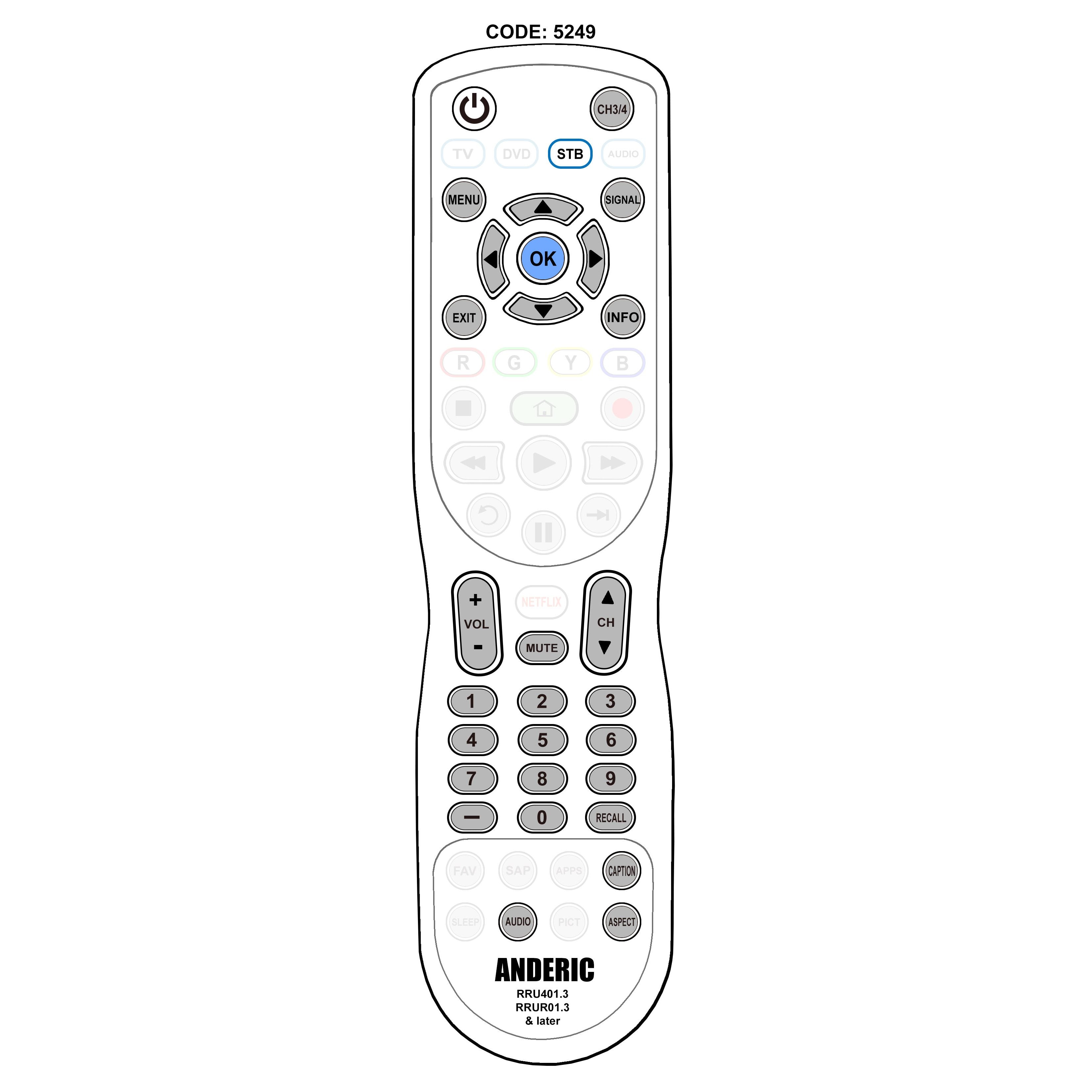 Control remoto del convertidor y sintonizador de TV digital Access HD ACC001