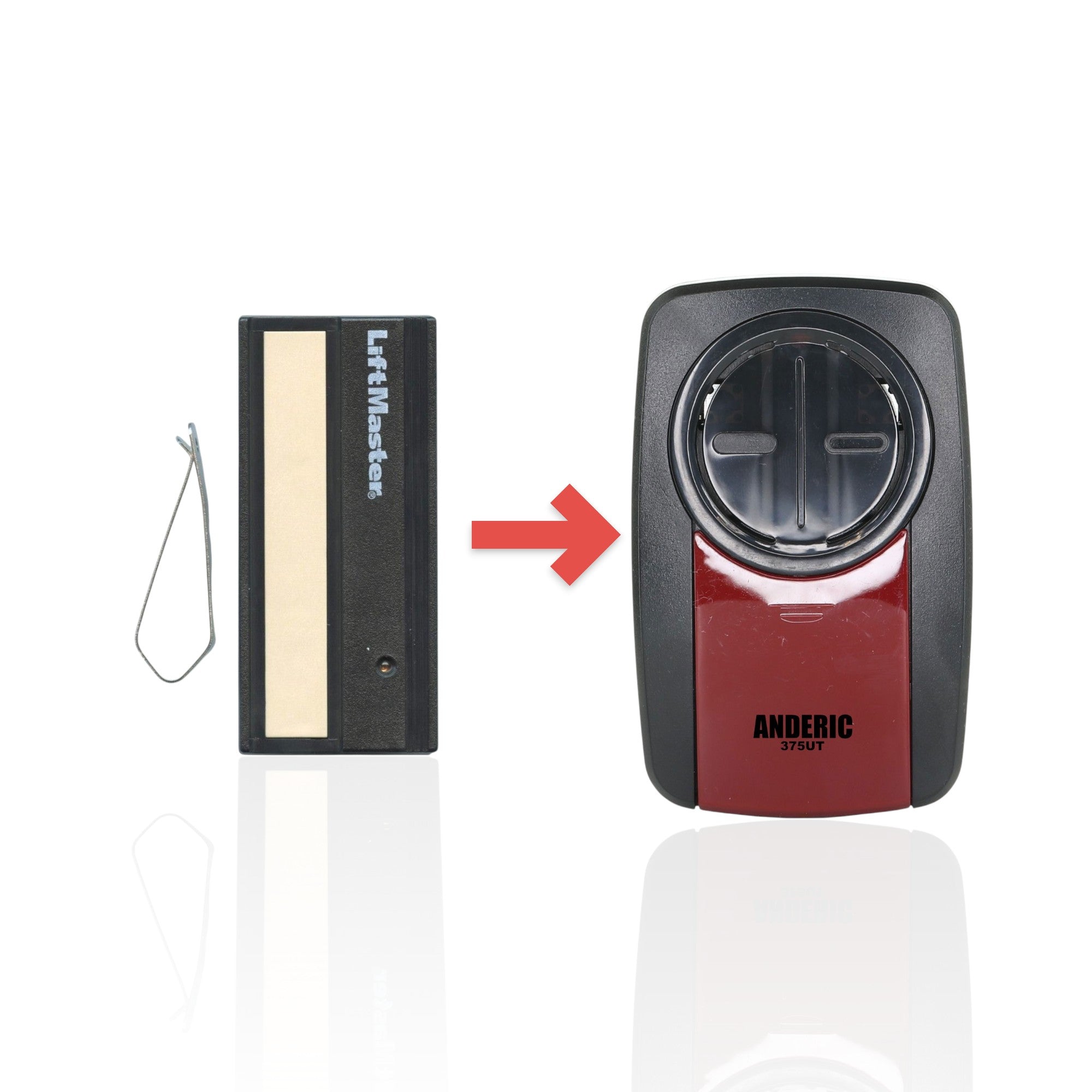 Control remoto para abre-puertas de garaje AccessMaster 61LM con 1 botón y visera de 390 MHz