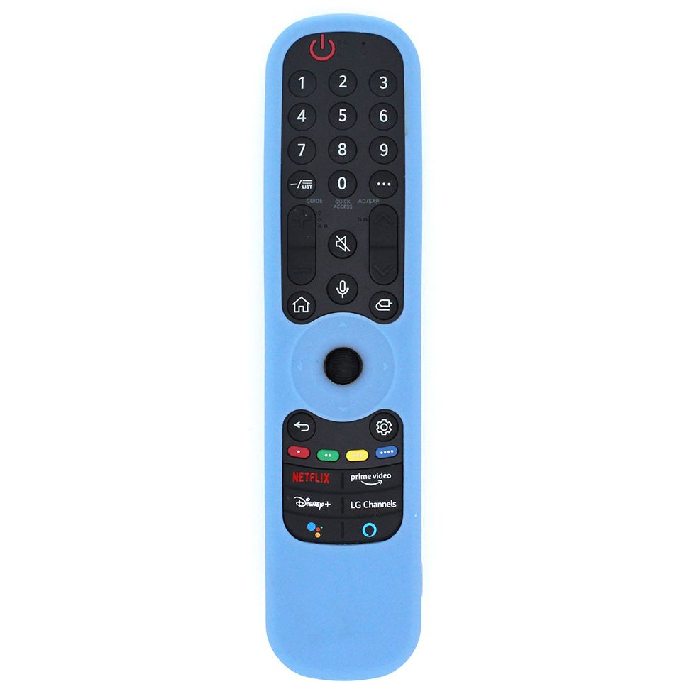 Enhance your LG Smart TV navigation with the AN-MR21GA/AN-MR22GA Remote Control Silicone Protective Case. Featuring a stylish blue cover, it simplifies control using a circular pad and offers easy streaming with Netflix and Prime Video shortcuts.