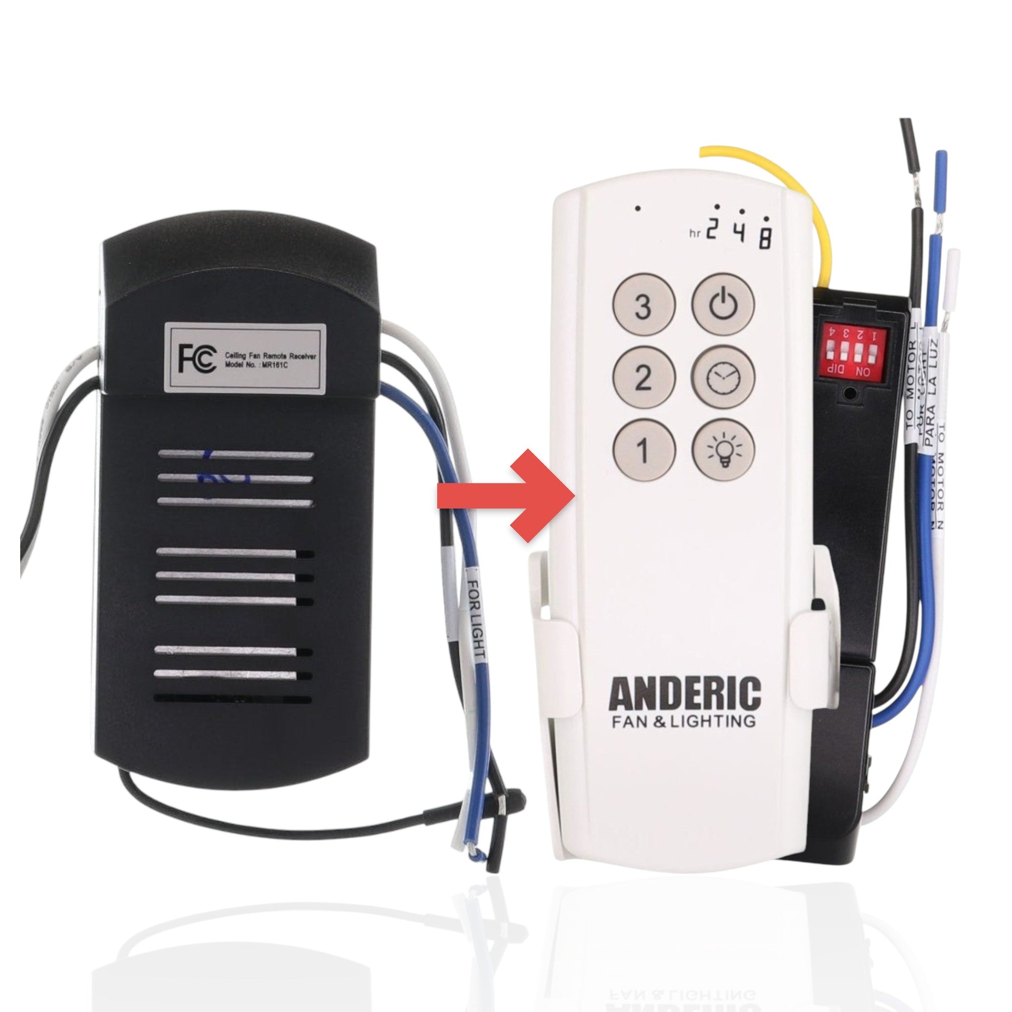 Anderic black ceiling fan remote receiver unit with wiring for Harbor Breeze fan replacement