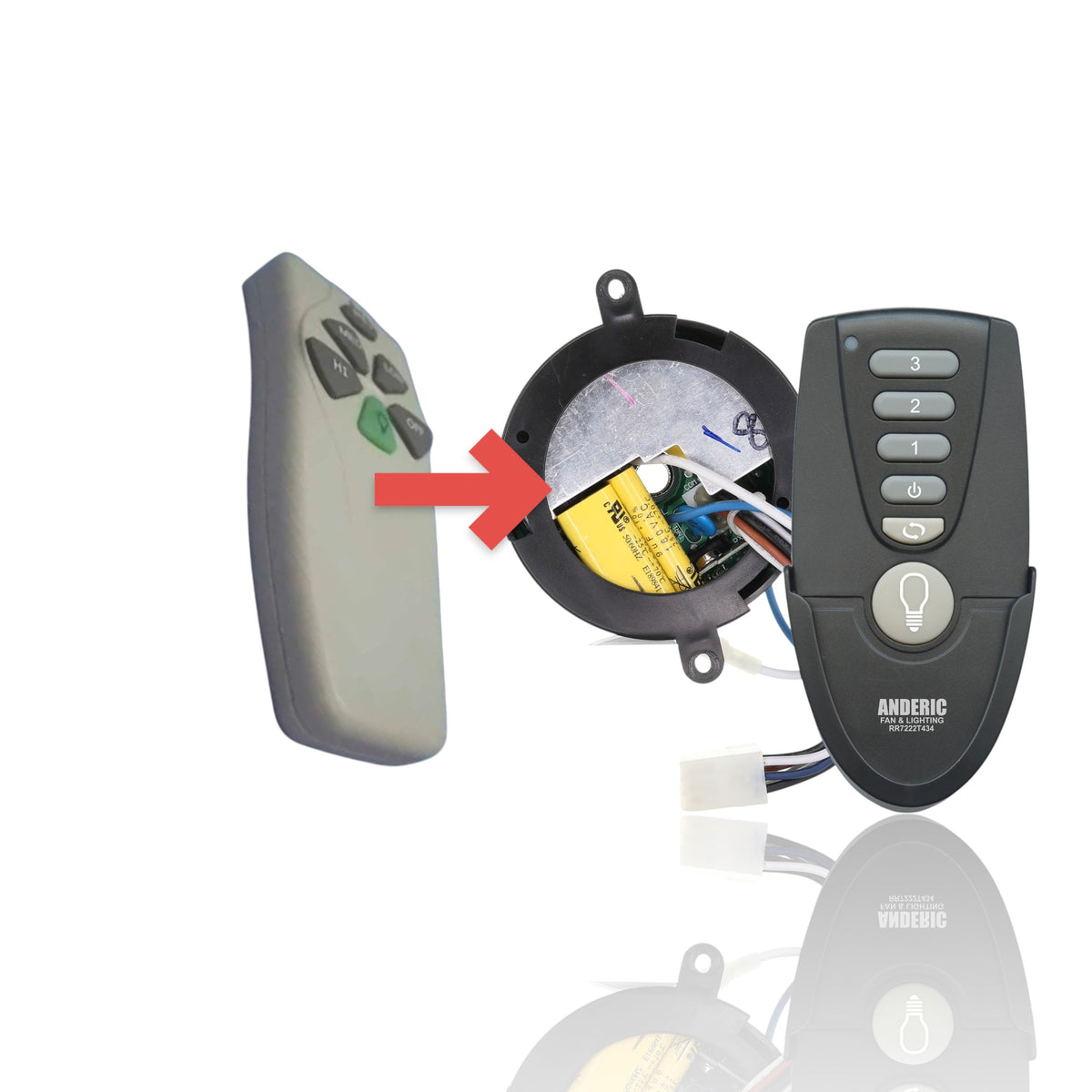 Anderic replacement ceiling fan remote control kit with receiver for Dan's Originals KUJCE9811 models