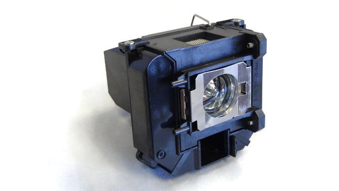 A close-up of a black projector lamp assembly with an Osram bulb in a square frame, set against a white background, ideal as a Generic V13H010L64 replacement for an Epson Powerlite 1835 projector.