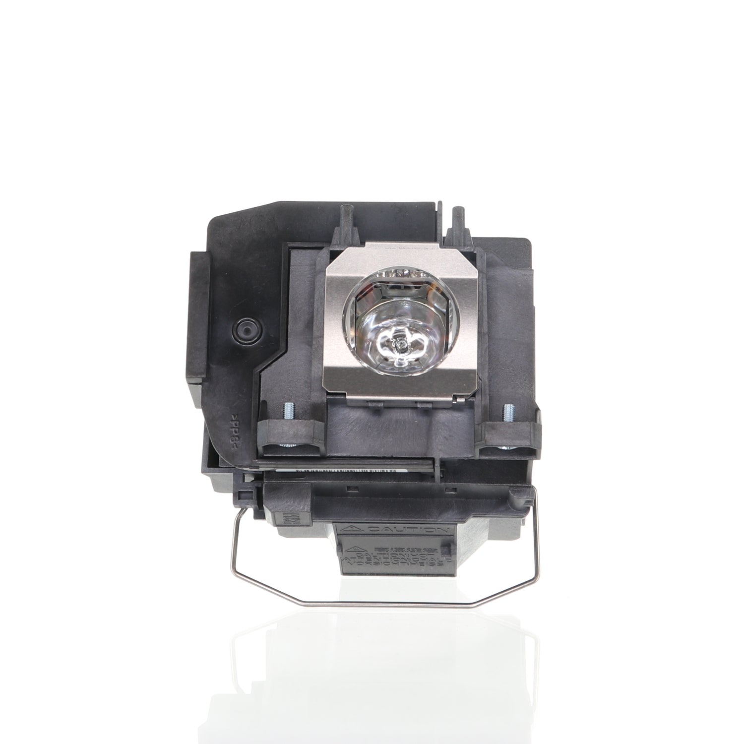 The Generic V13H010L85 for Epson Projector Lamp comes with a genuine bulb in a black rectangular frame, featuring a metal handle at the base, against a white background.