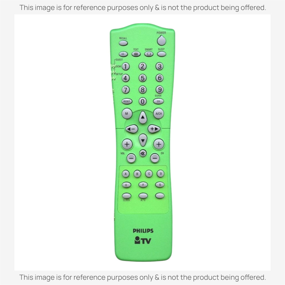 Anderic substitute green TV remote control for Philips RC2573/01 with numeric keypad and navigation buttons.
