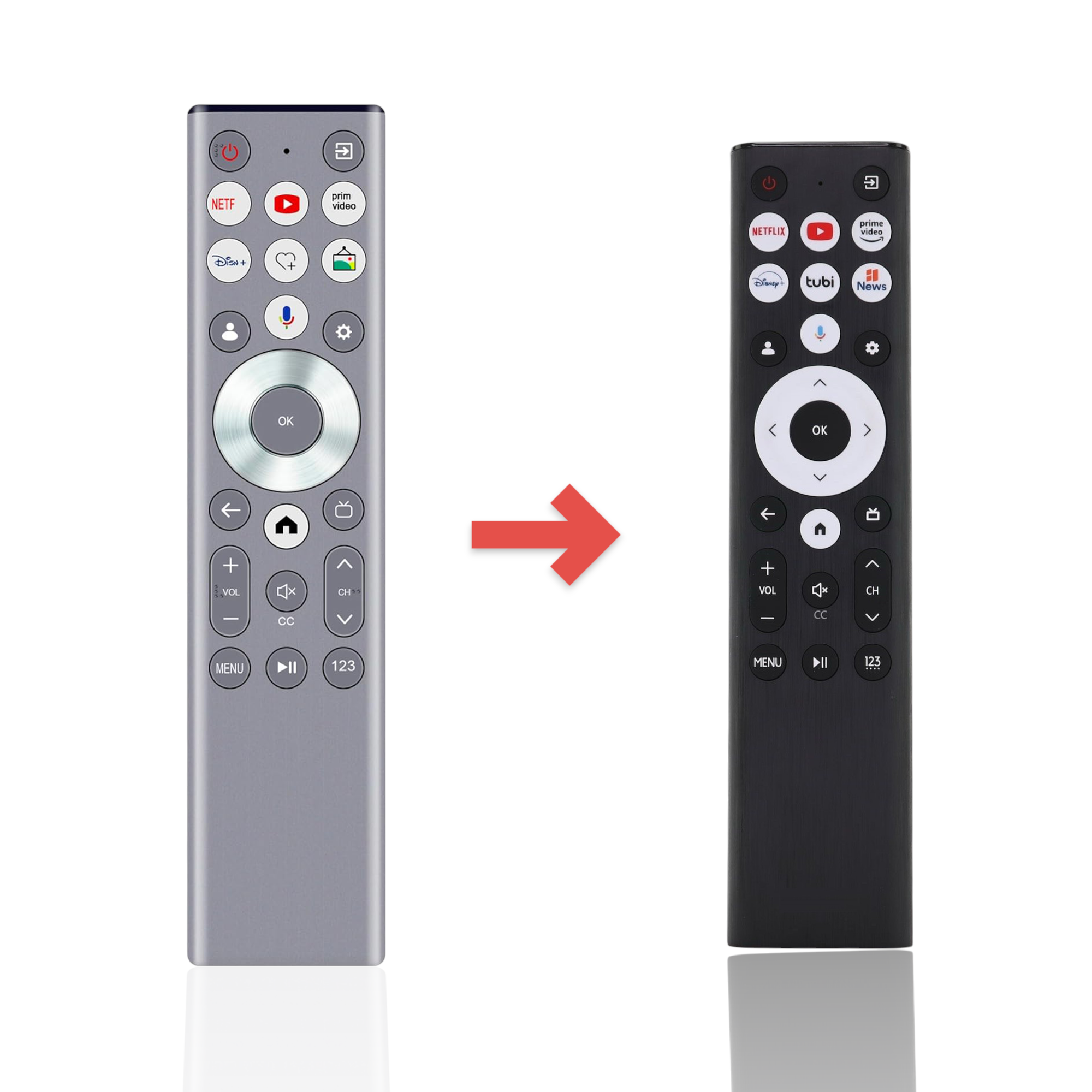 Anderic replacement Google Voice TV remote for Hisense A7 and U8 series smart TVs with dedicated app buttons.