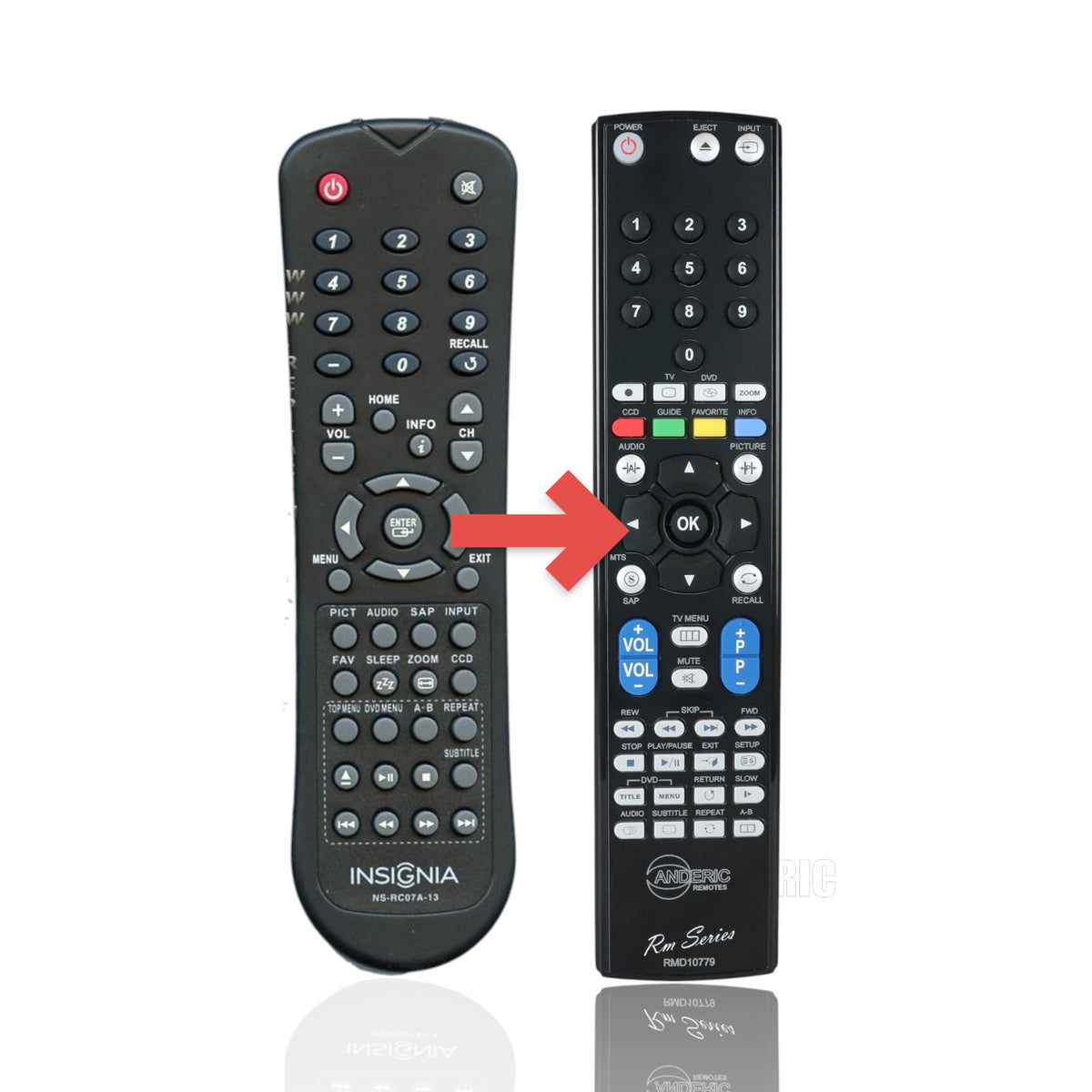 Anderic replacement remote control for Insignia TV DVD combo units with full navigation and playback buttons