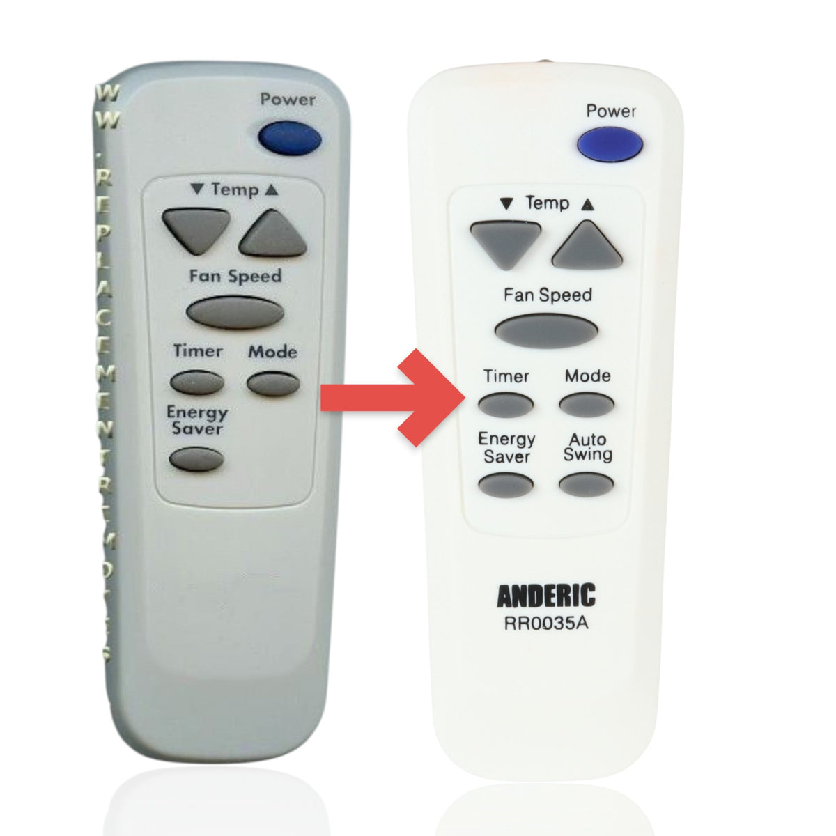 Anderic replacement remote control for LG air conditioners with grey casing and blue power button.