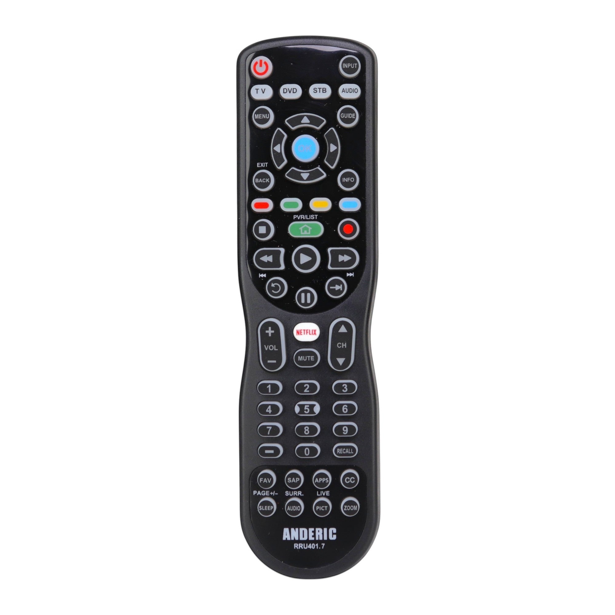 Anderic universal TV remote control replacement for Panasonic N2QAYB000797 with backlit buttons and Netflix shortcut.
