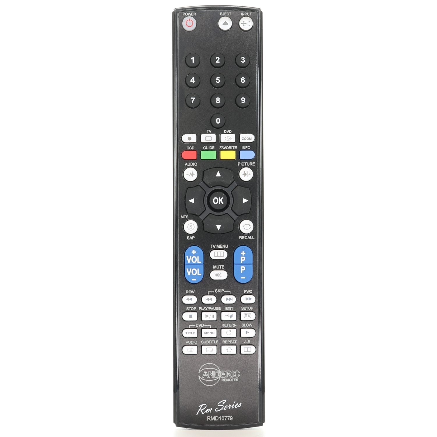 Control remoto Anderic RC260D para televisor/DVD Insignia - RMD10779/RMC10779