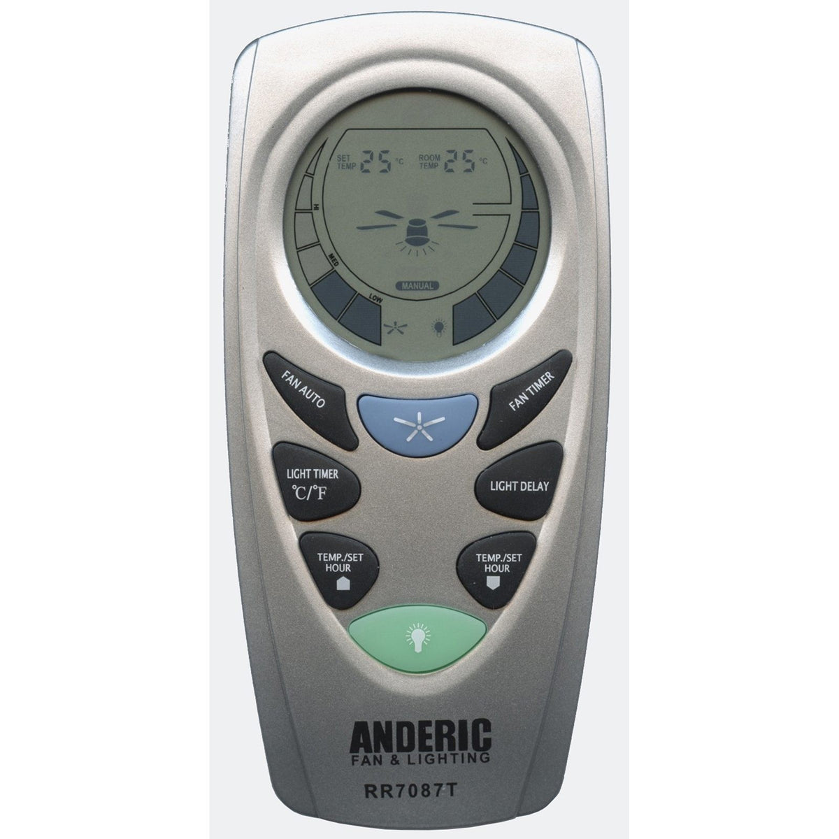 Anderic RR7087T replacement remote control for Hampton Bay ceiling fans with LCD screen and button controls