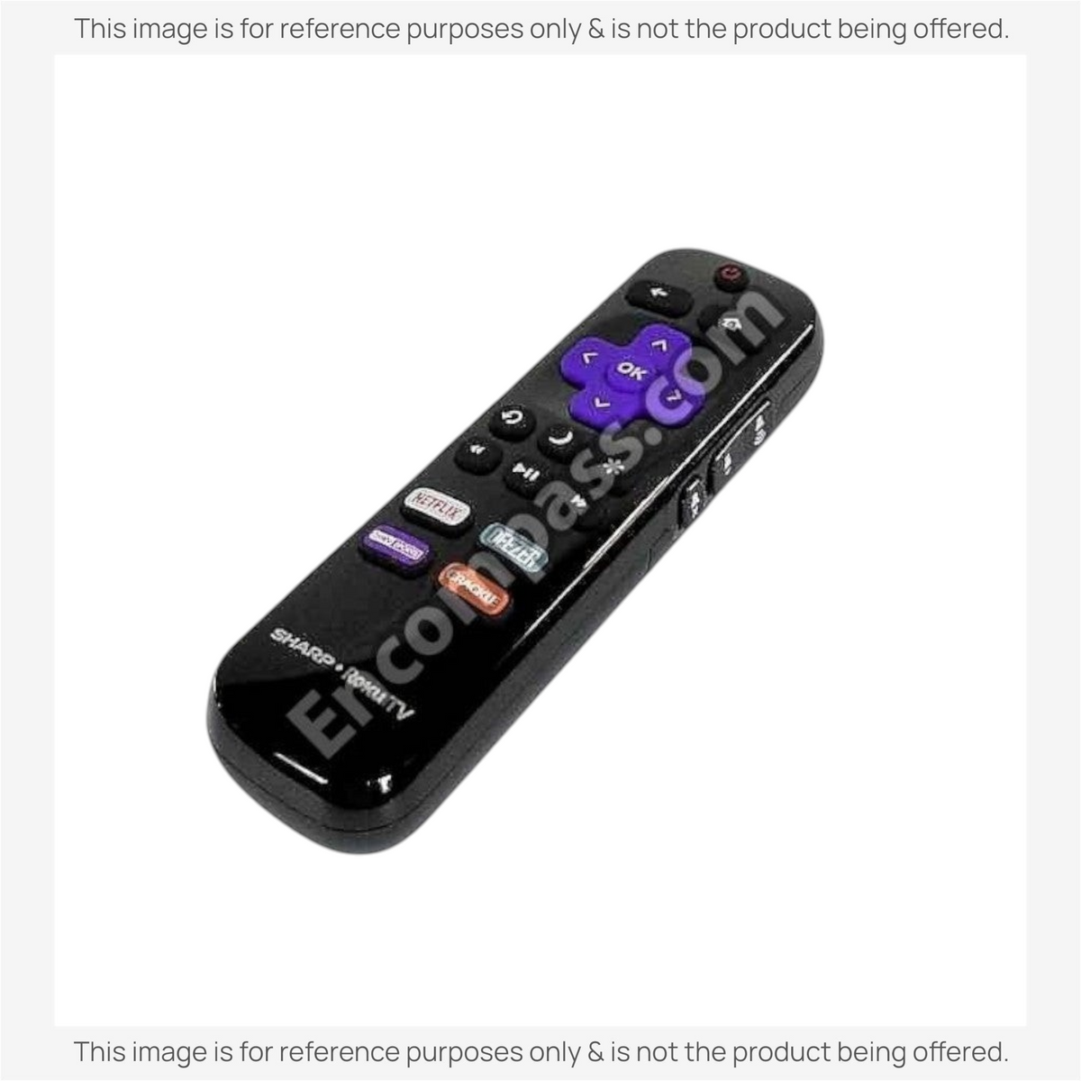 Anderic replacement remote for Sharp Roku TVs featuring dedicated streaming shortcut buttons and tactile controls.