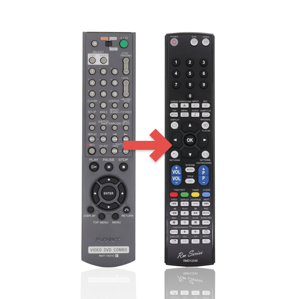 Anderic replacement remote control for Sony DVD and VCR combo players with playback and menu navigation buttons.