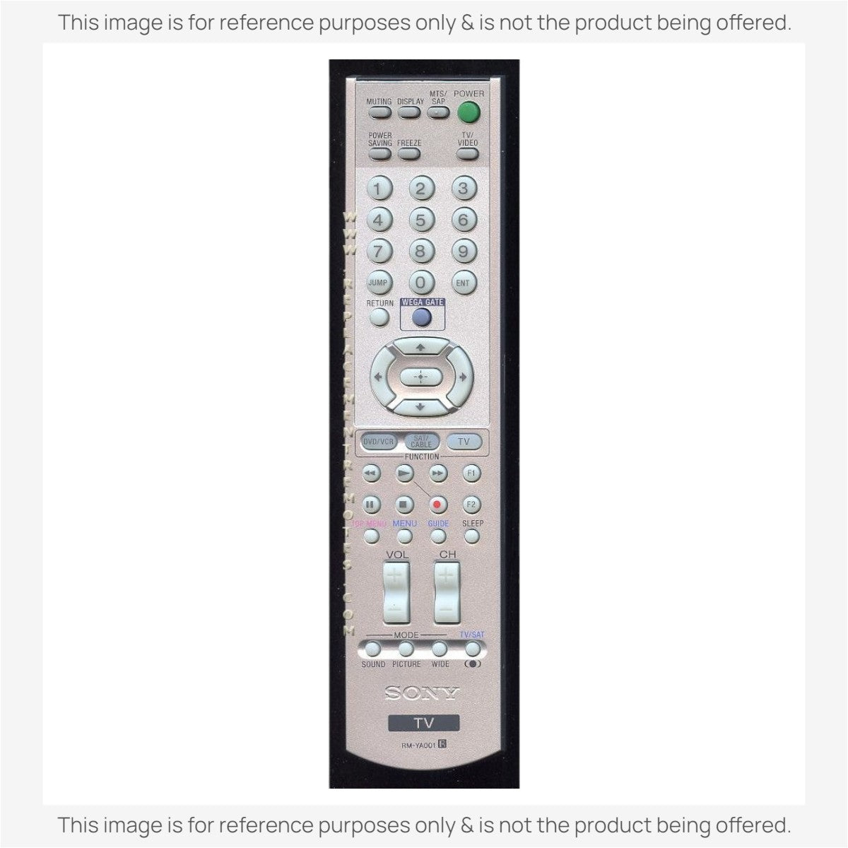 Anderic replacement TV remote control for Sony RM-YA001 in silver with standard function buttons and navigation pad