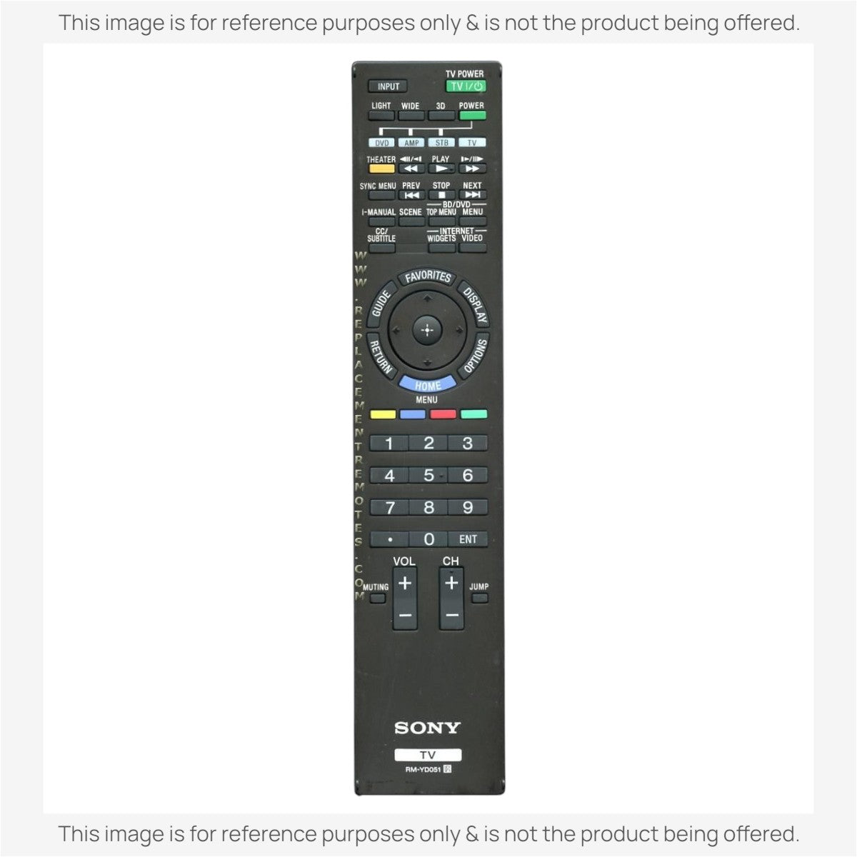 Anderic black replacement remote control for Sony RM-YD051 TV featuring a full numeric keypad and menu navigation.