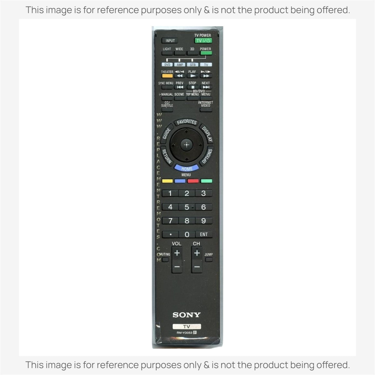 Anderic substitute black TV remote control for Sony RM-YD053 with full button layout and navigation controls.