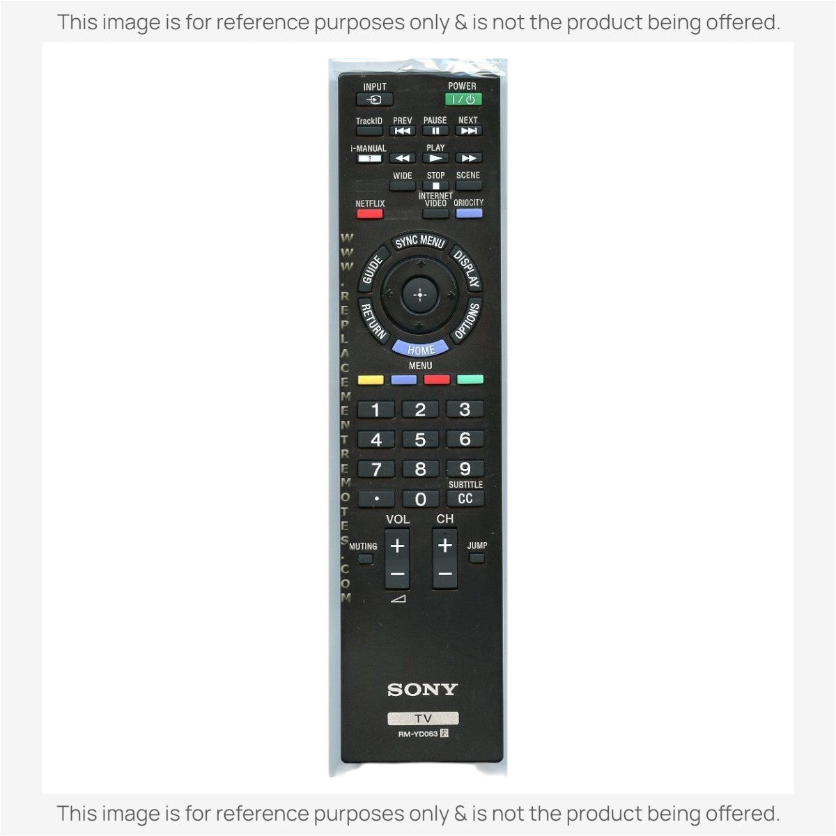 Anderic substitute black TV remote control for Sony RM-YD063 with full keypad and dedicated media buttons