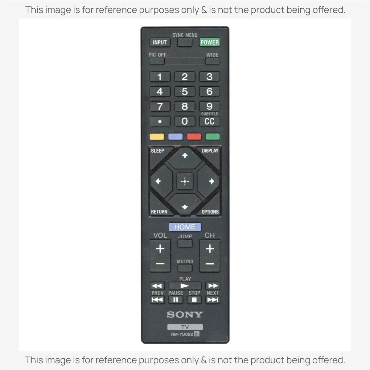 Anderic replacement black TV remote control for Sony RM-YD092 with standard navigation and media playback buttons.