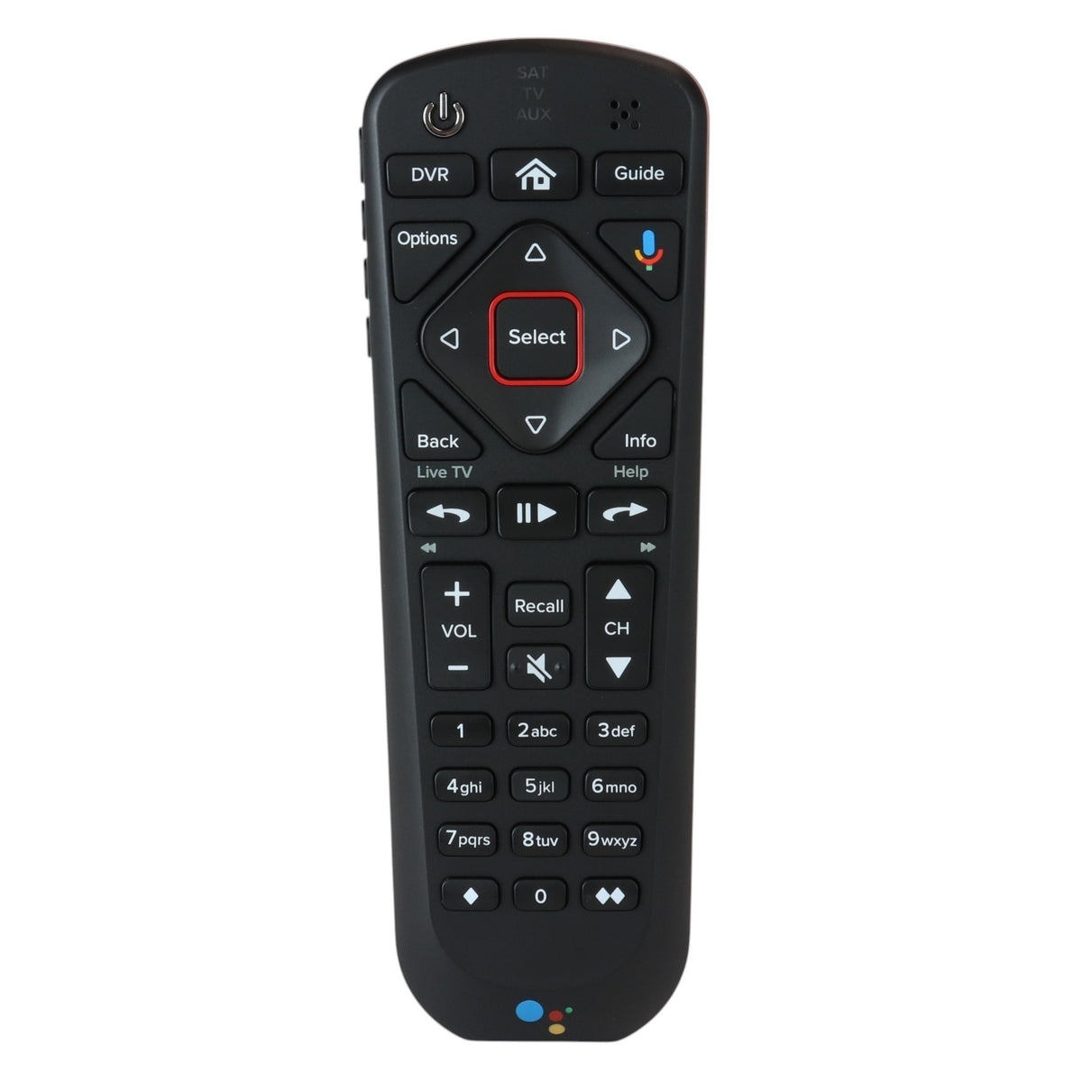 Anderic black UHF 2G remote control for Dish receivers with Google Voice button and backlit keypad