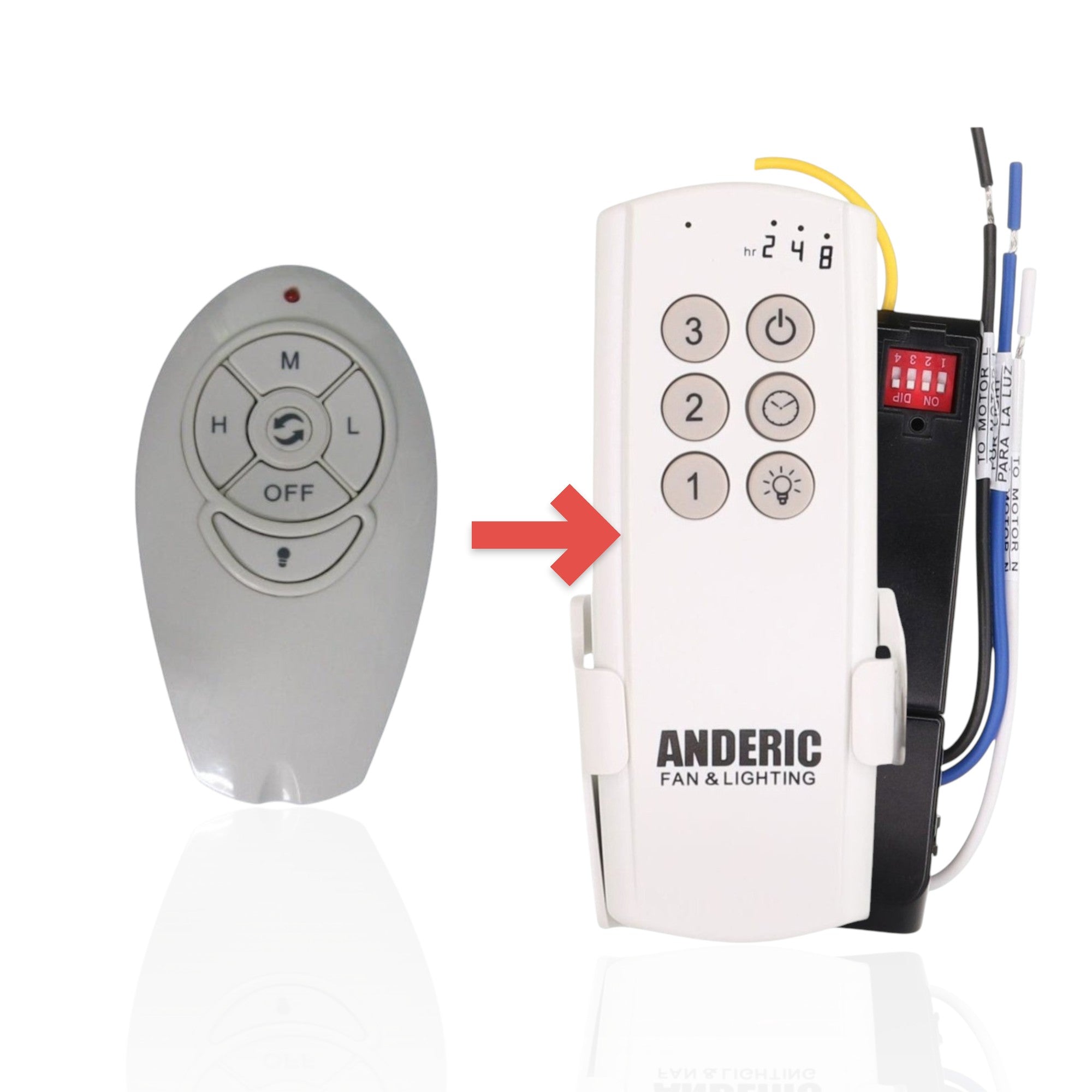Anderic white wireless ceiling fan remote control with speed and light buttons for UC7082T replacement