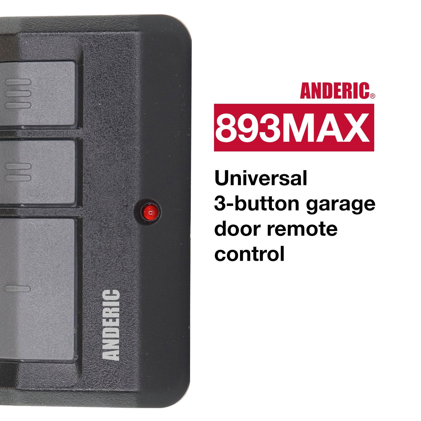 Anderic 893MAX Universal Garage Door Opener Remote Control for Liftmaster for Purple, Yellow, Green, Red, and Orange Learning Key