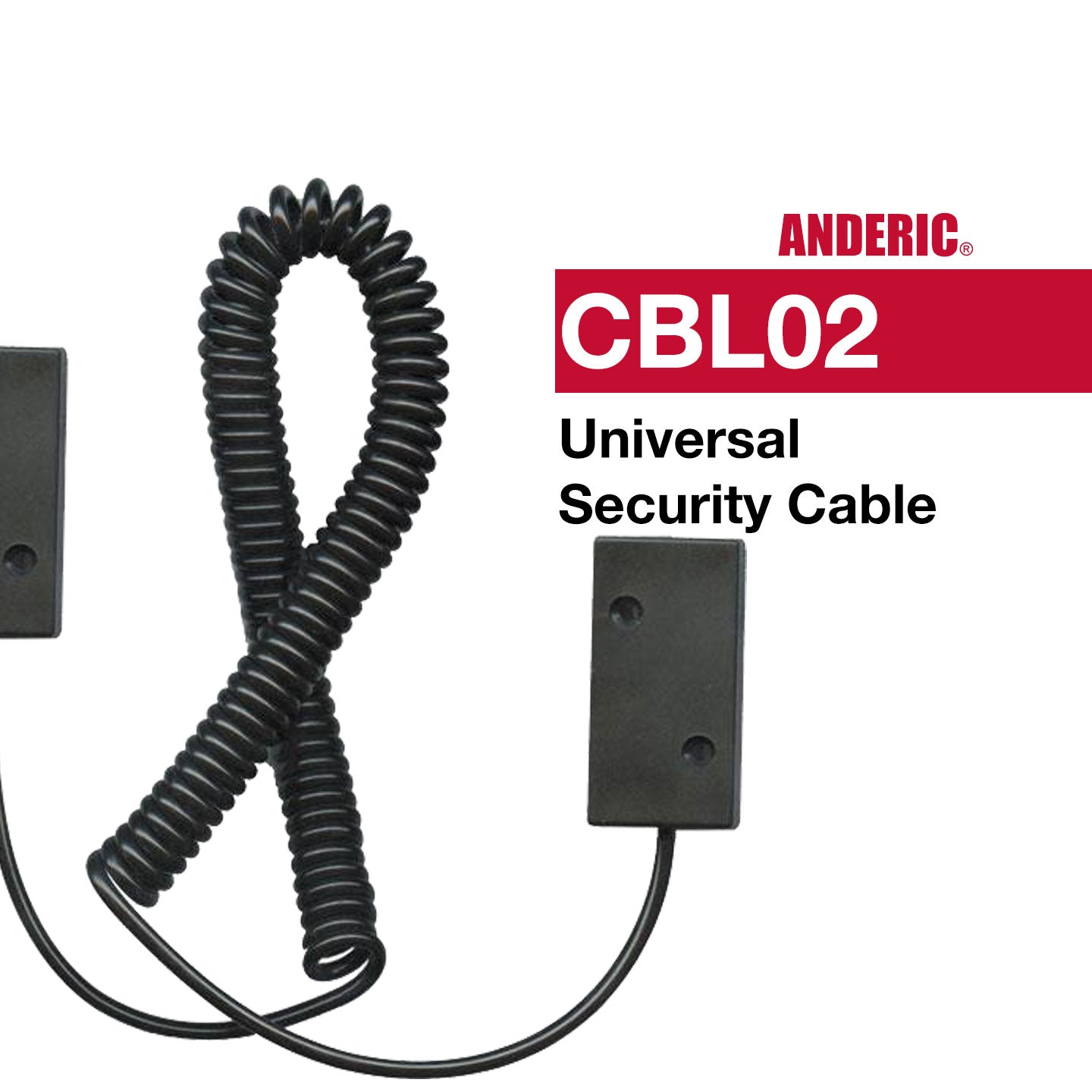 The Anderic Universal Remote Control Security Cable Tether - CBL02 has sleek rectangular connectors for easy installation.