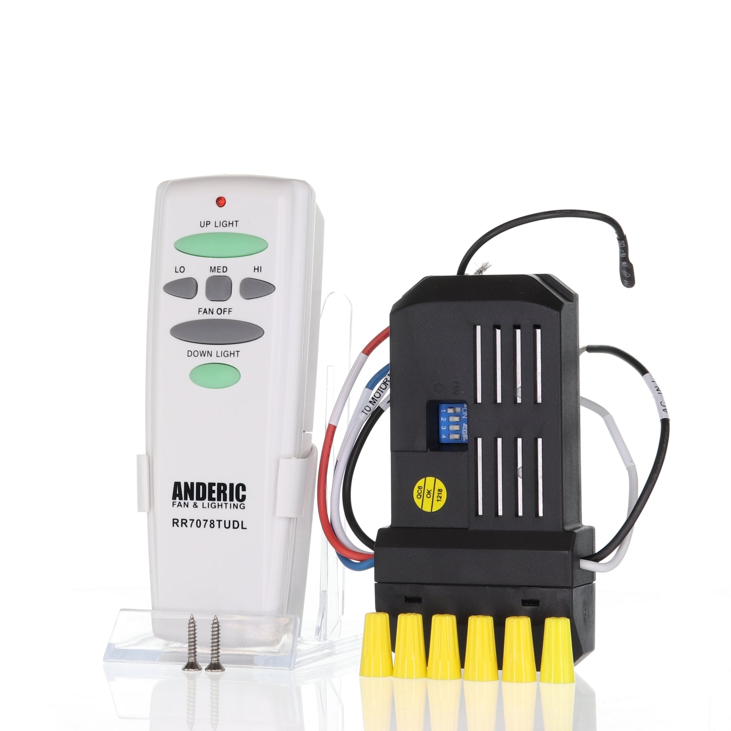 Anderic RR7078TUDLKIT Replacement 3 Speed Ceiling Fan Remote Control Kit with Up/Down Light Controls