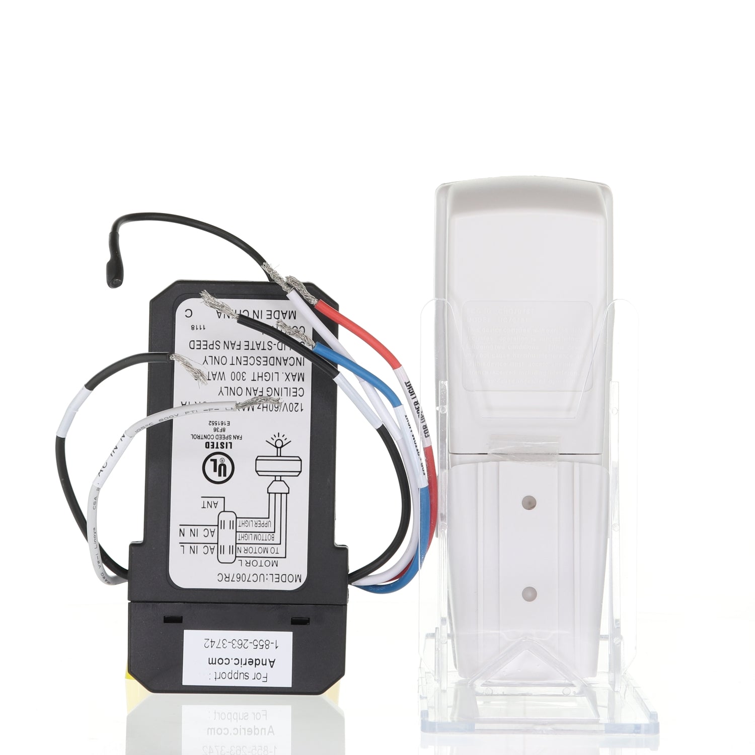 Anderic RR7078TUDLKIT Replacement 3 Speed Ceiling Fan Remote Control Kit with Up/Down Light Controls