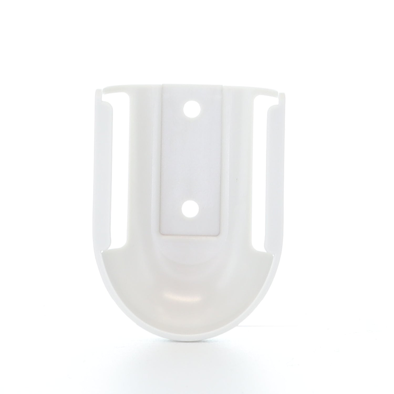 The Anderic TR214D bracket, ideal for your Harbor Breeze ceiling fan remote, has a white plastic design with two screw holes and a sleek curved base.