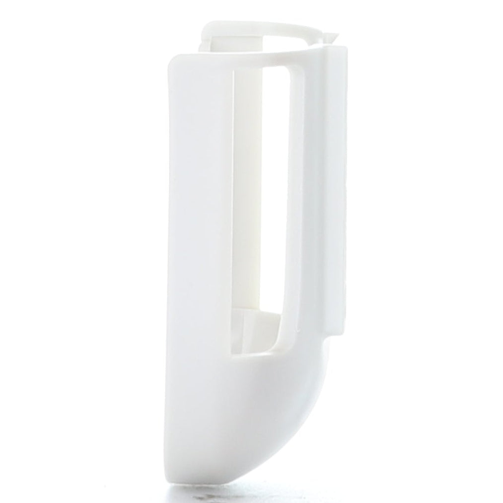 The Anderic TR214D KUJCE10311 KUJCE10712 TR214B ceiling fan remote wall mount bracket, a white plastic clip with a curved bottom and rectangular cutout, is ideal for securely holding Harbor Breeze ceiling fan remotes.