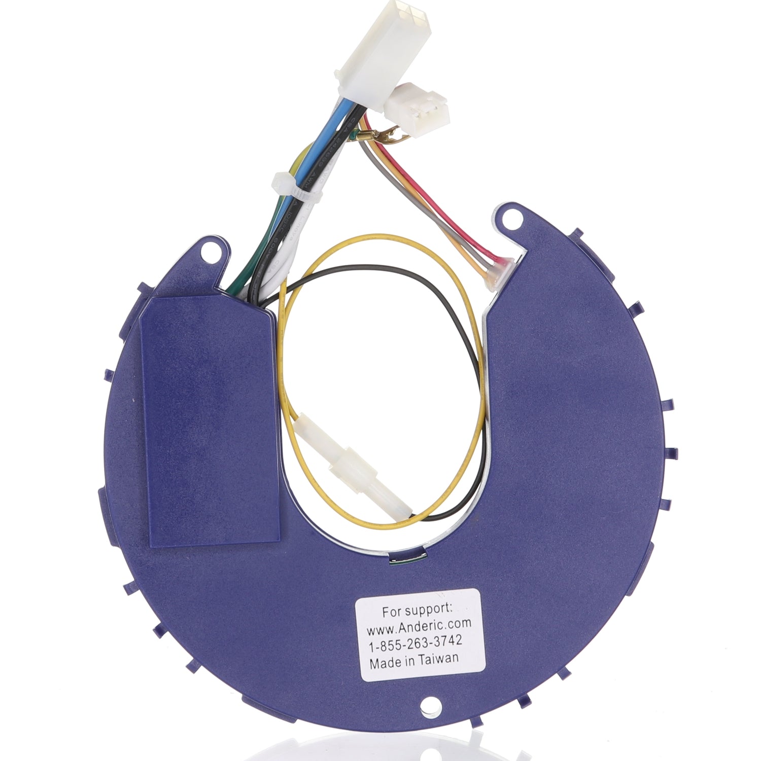 The Anderic UC789N-07, with multicolored wires and connectors, is a circular electronic component labeled for support and made in Taiwan. It's universally compatible, perfect for Home Decorators Collection Kensgrove 54 Inch Ceiling Fans.