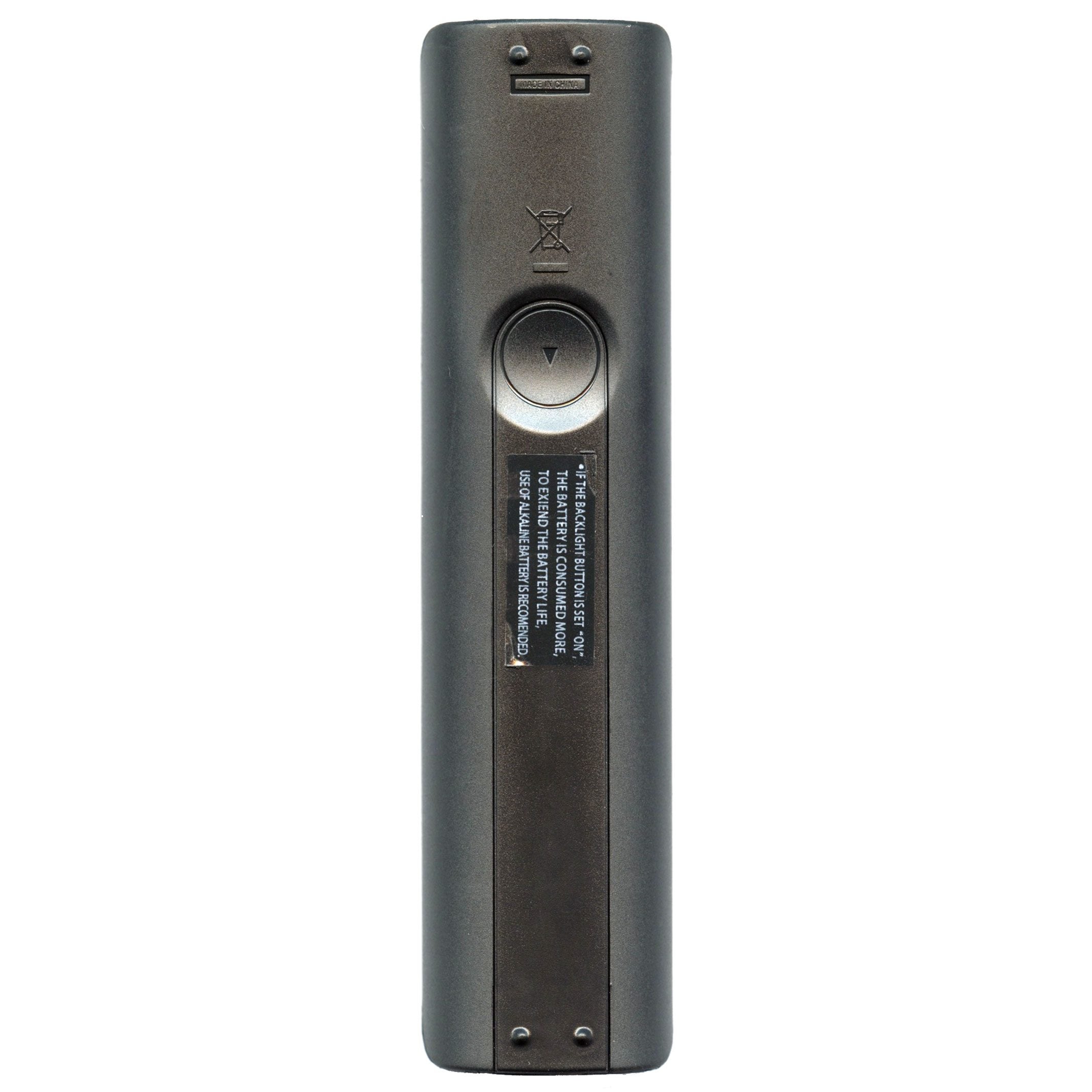A sleek, black Anderic BN5901199F remote control for Samsung TVs, featuring a rectangular shape with a single button and a visible product label on the back.