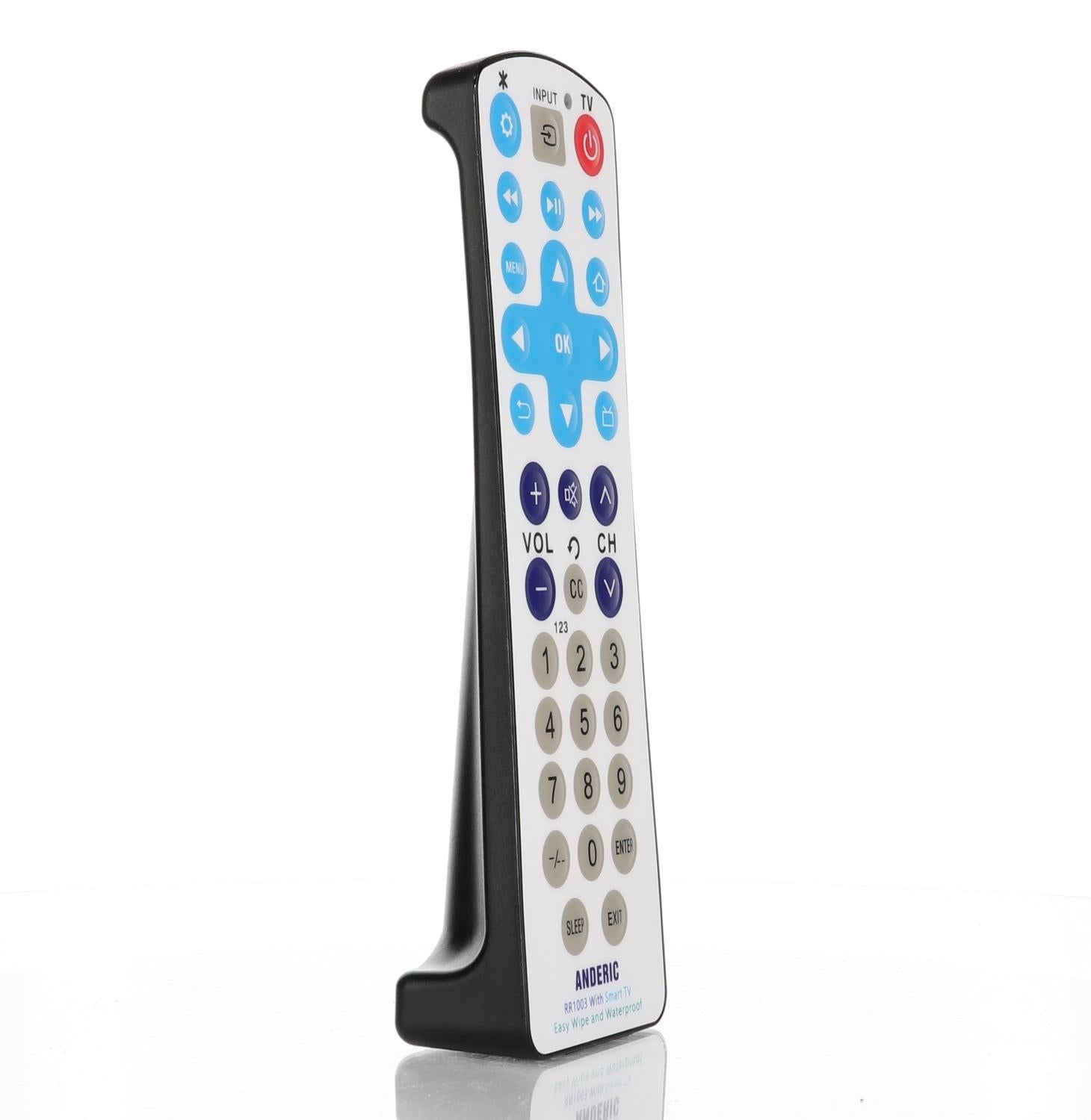 Anderic RR1003 Universal 1-Device Smart TV Remote Control with EzWipe Surface and Water Resistant
