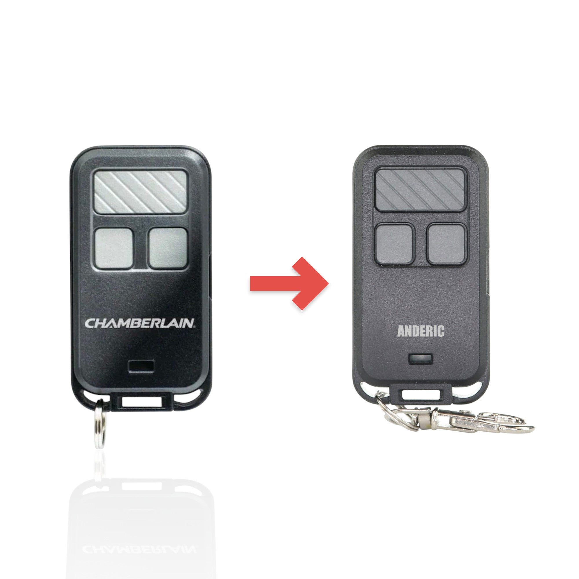 Porte-clés à 3 boutons Chamberlain 956EV-P2 pour toutes les télécommandes d'ouvre-porte de garage Chamberlain avec clé d'apprentissage