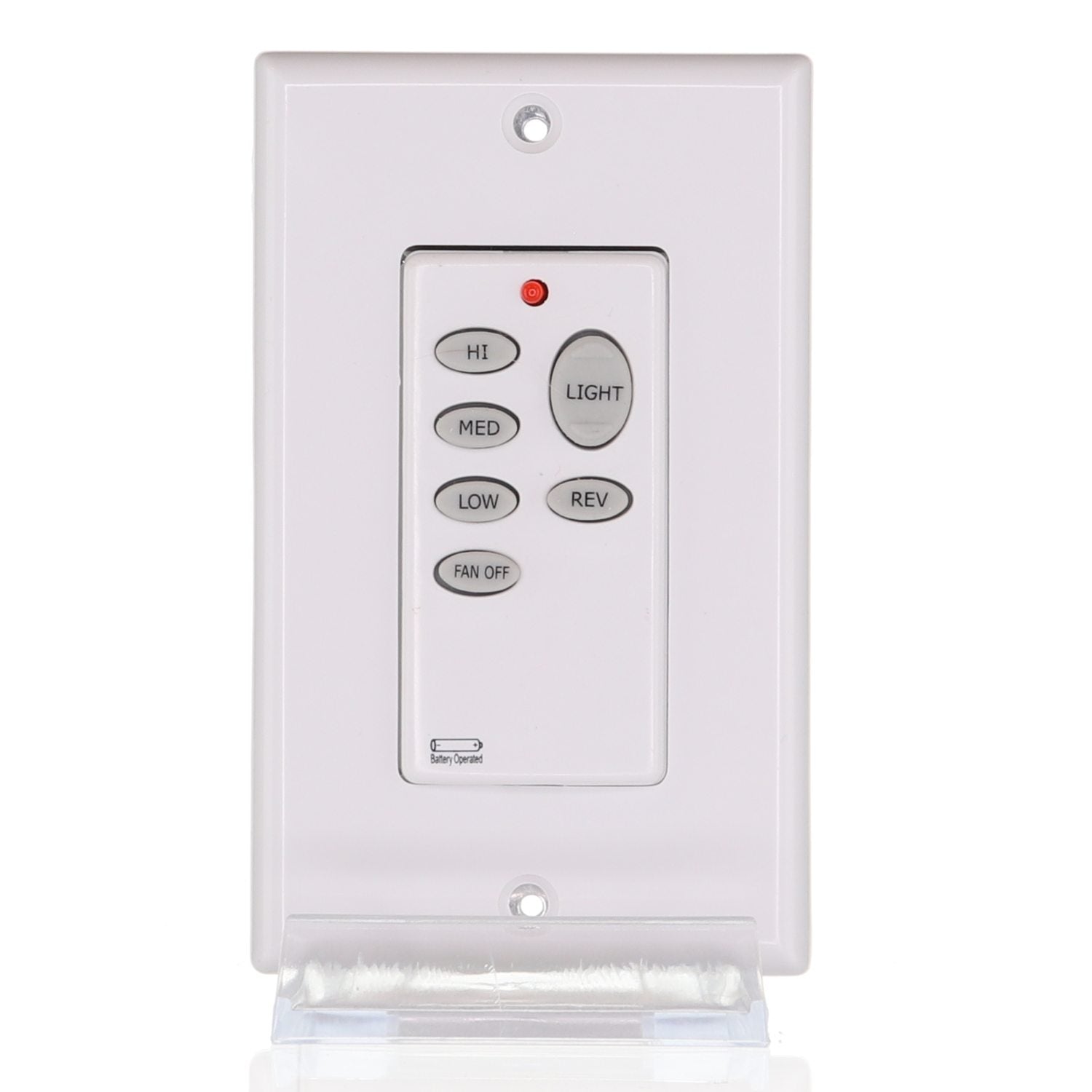 The Anderic CHQ9051T Wireless Wall Switch Ceiling Fan Remote Control features labeled buttons for 3 fan speeds, up & down light, and reverse, plus a red indicator light—perfect as a Hampton Bay replacement remote.