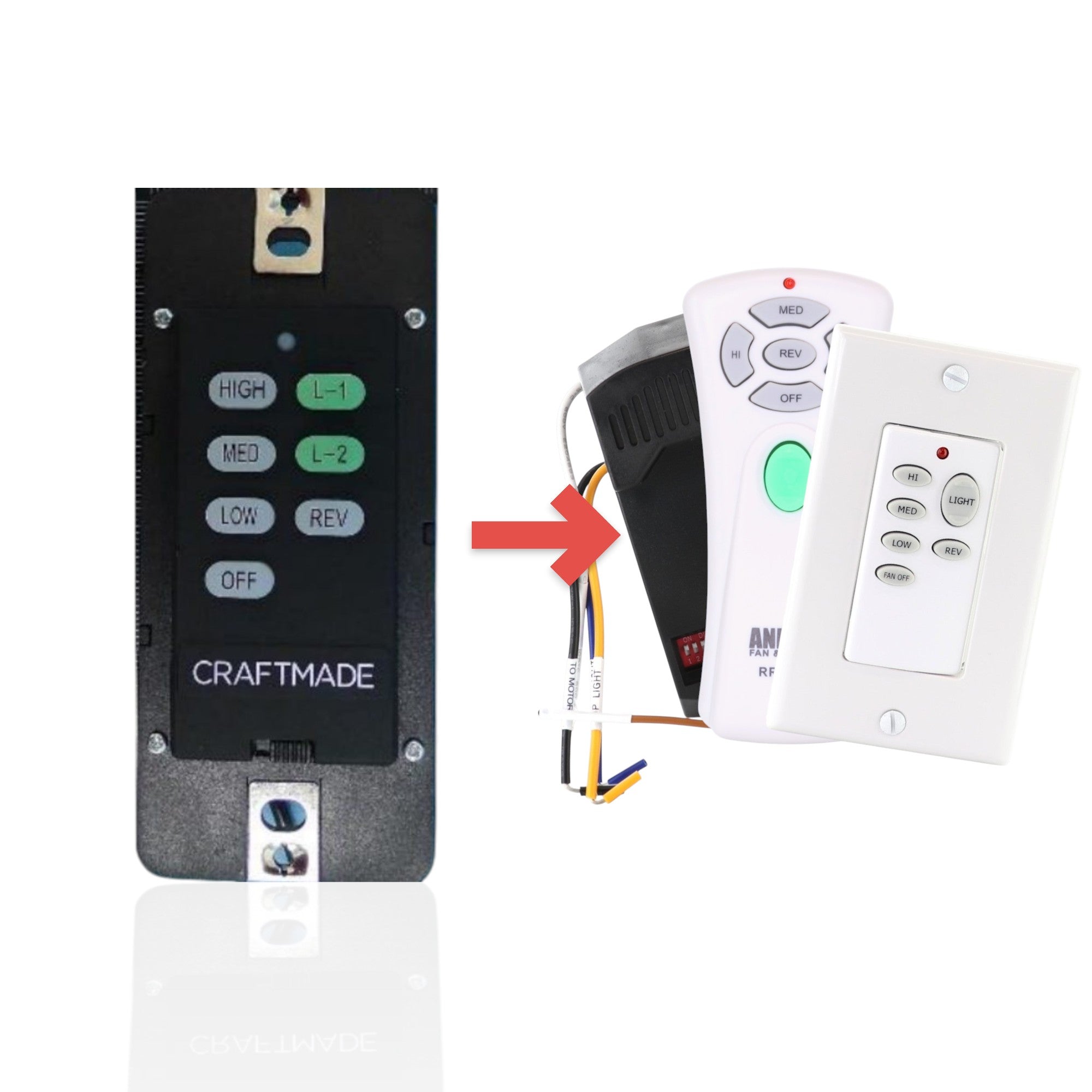Télécommande filaire pour ventilateur de plafond Craftmade UC7224T4